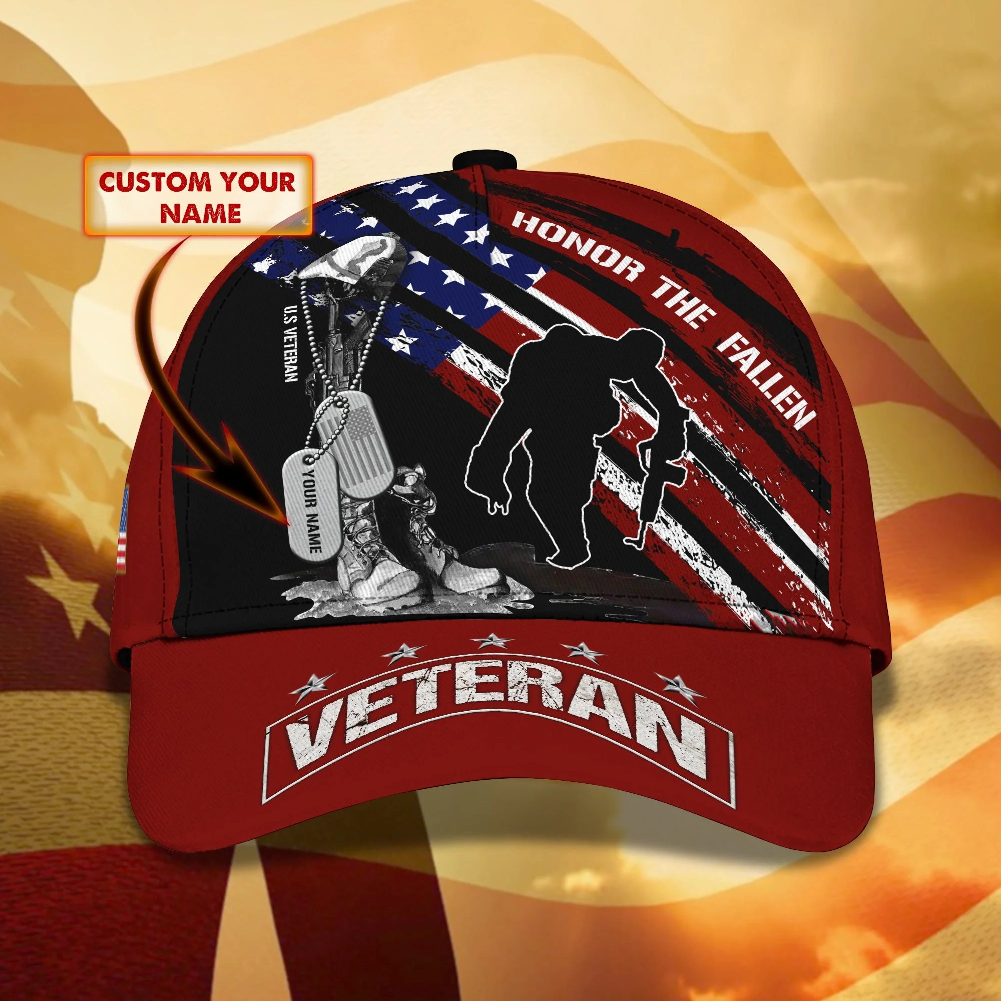 Honor The Fallen Veteran Soldier Tribute - Personalized Classic Cap - Patriotic Gift For Veterans | HN02