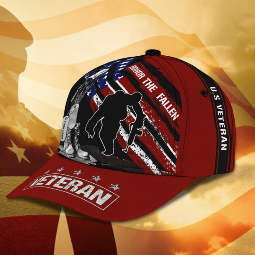 Honor The Fallen Veteran Soldier Tribute - Personalized Classic Cap - Patriotic Gift For Veterans | HN02 - Image 2
