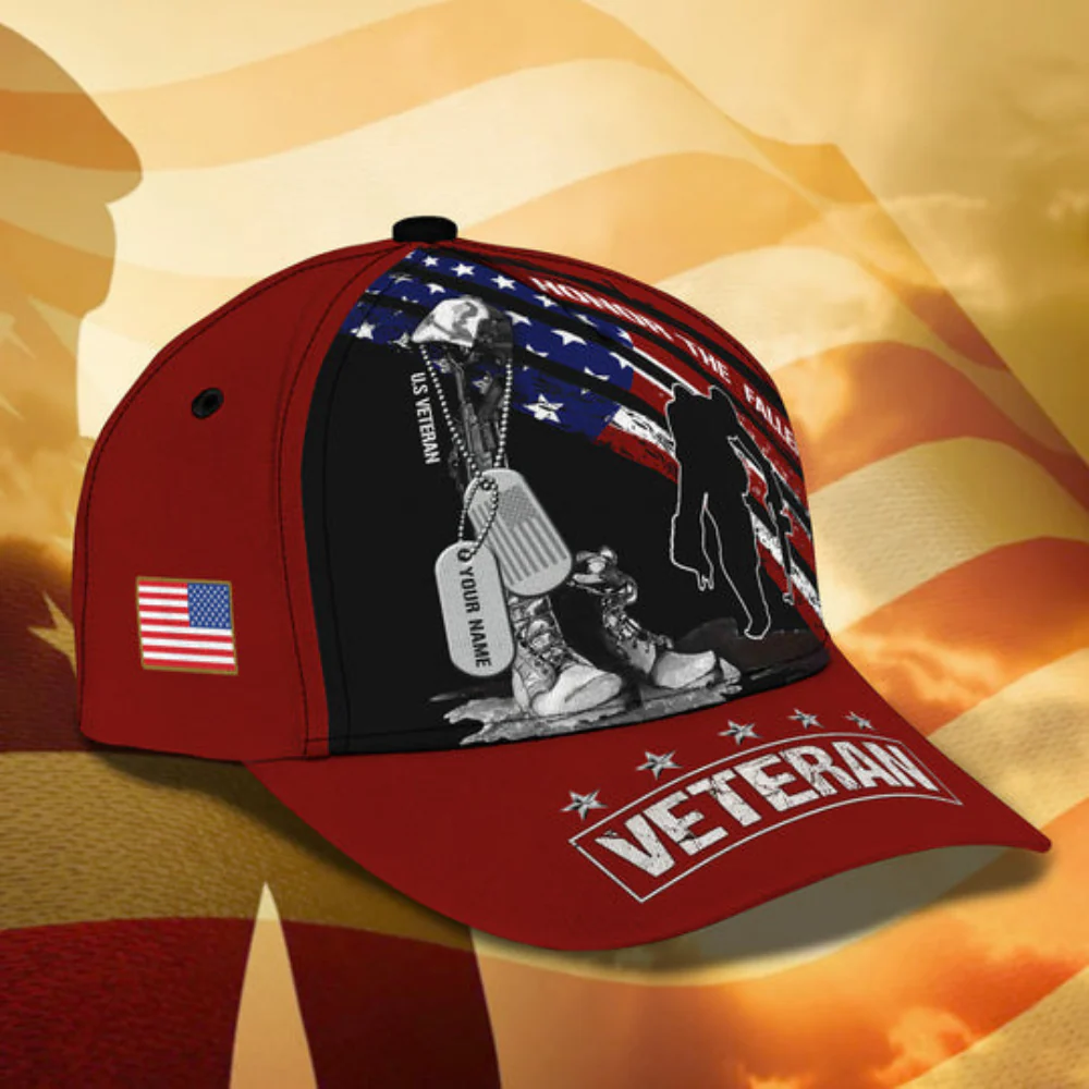 Honor The Fallen Veteran Soldier Tribute - Personalized Classic Cap - Patriotic Gift For Veterans | HN02 - Image 3