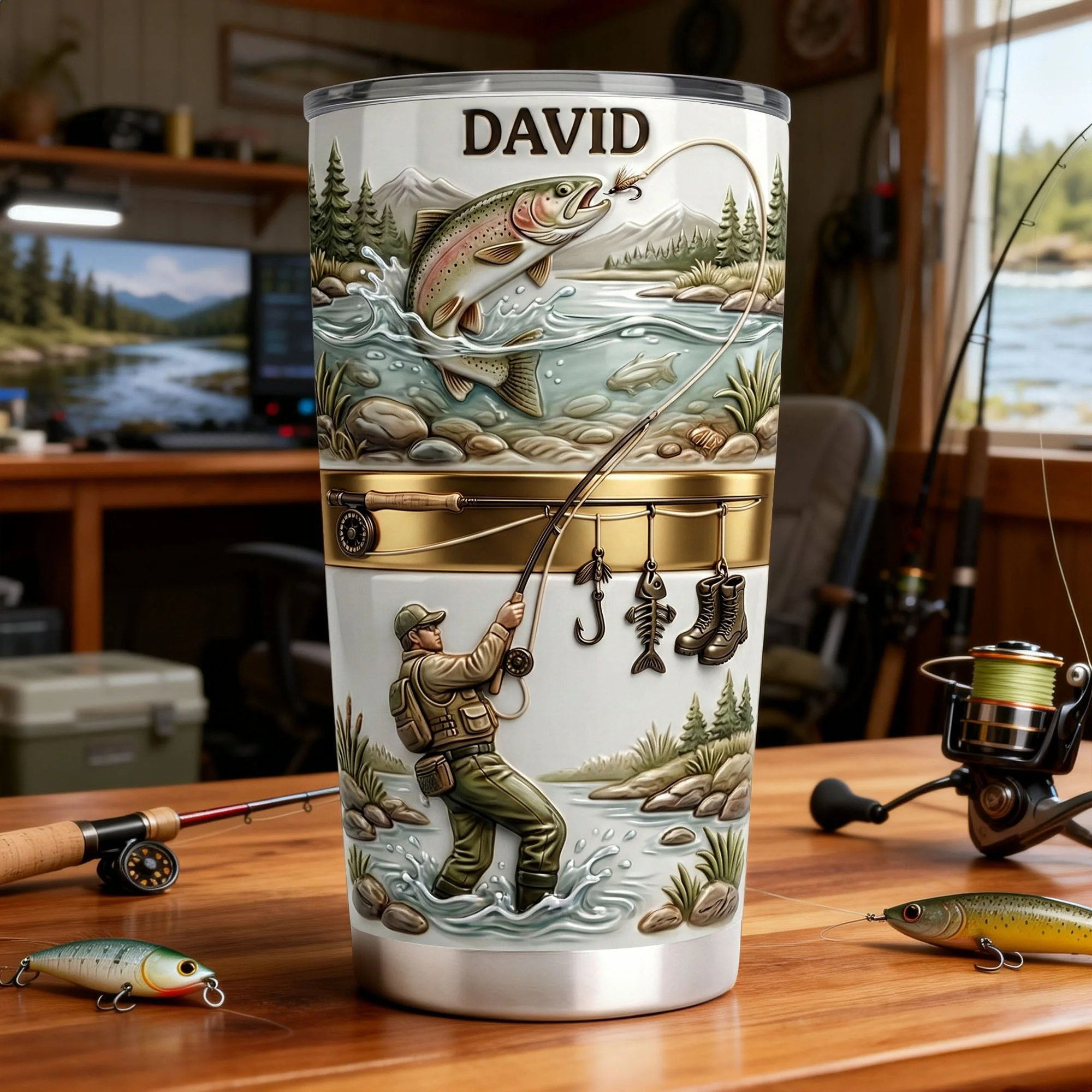 Hooked On Fishing - Personalized Tumbler - Gift For Fishing Lovers HH01