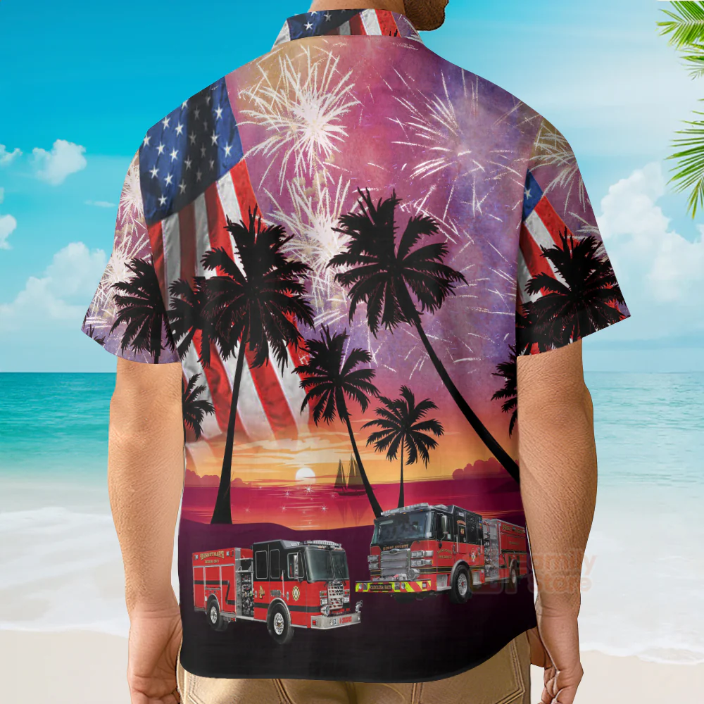 Horry County Fire Rescue Station 46, South Carolina, 4Th Of July Hawaiian Shirt - Image 4