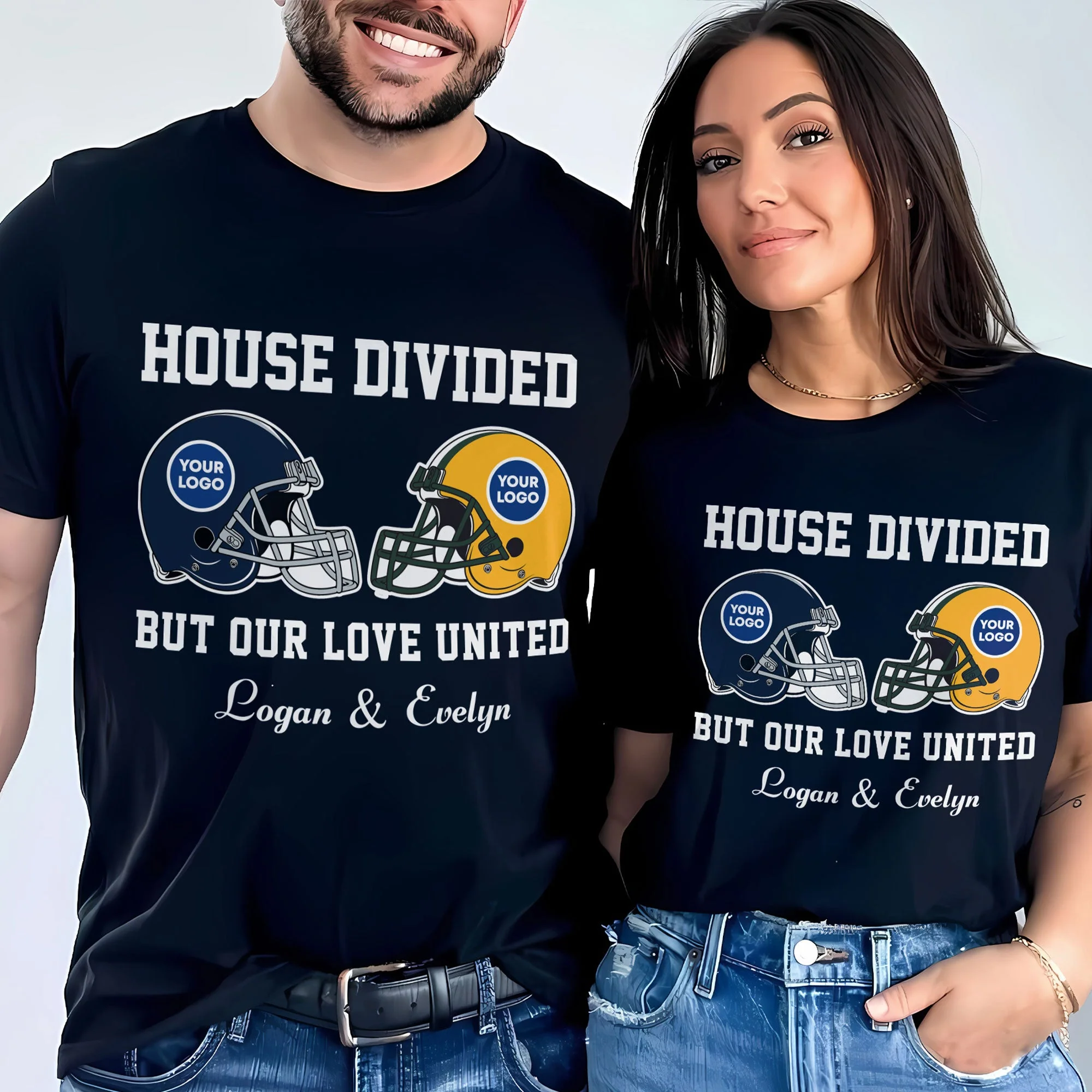 House Divided But Our Love United - Personalized T-Shirt - Gifts For American Football Couple Lover HN02 - Image 2