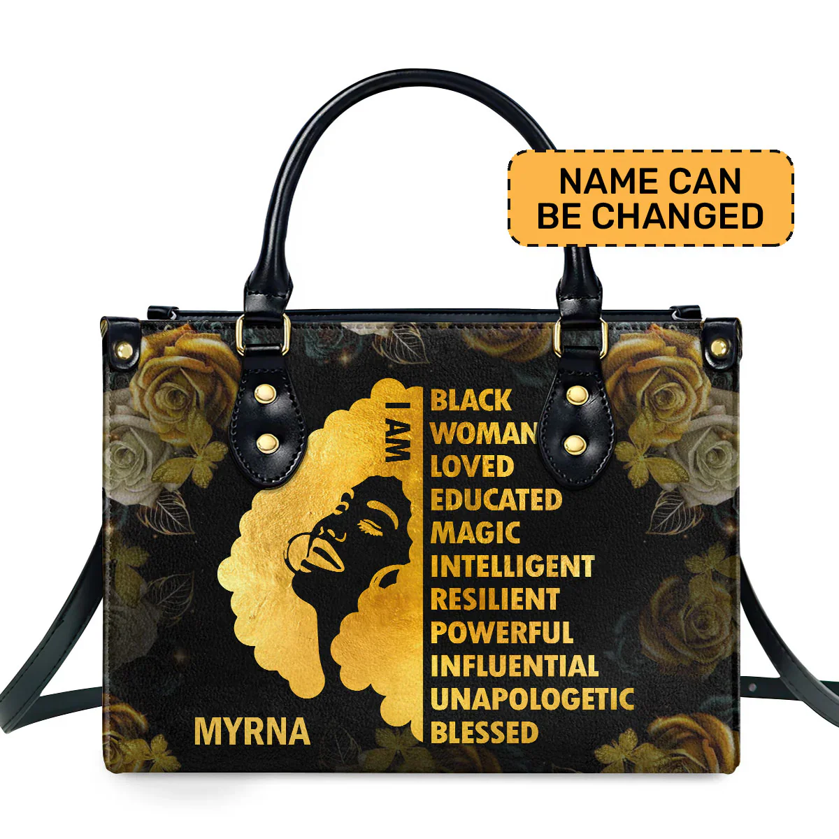I Am A Black Queen Tote - Personalized Affirmation Leather Handbag - Gift For Black Women | HD95