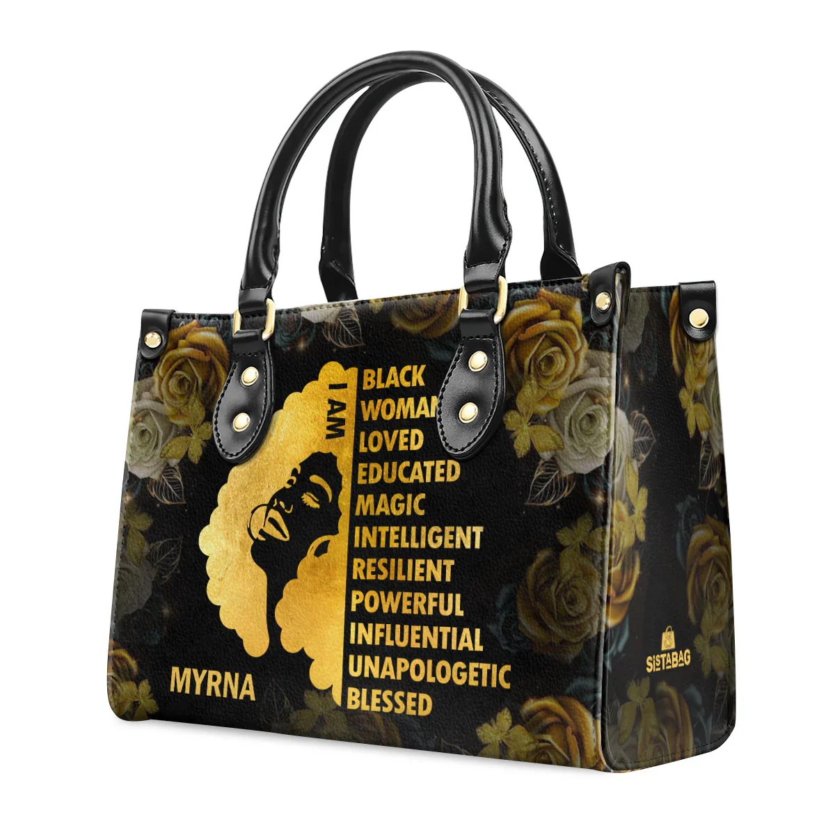 I Am A Black Queen Tote - Personalized Affirmation Leather Handbag - Gift For Black Women | HD95 - Image 2