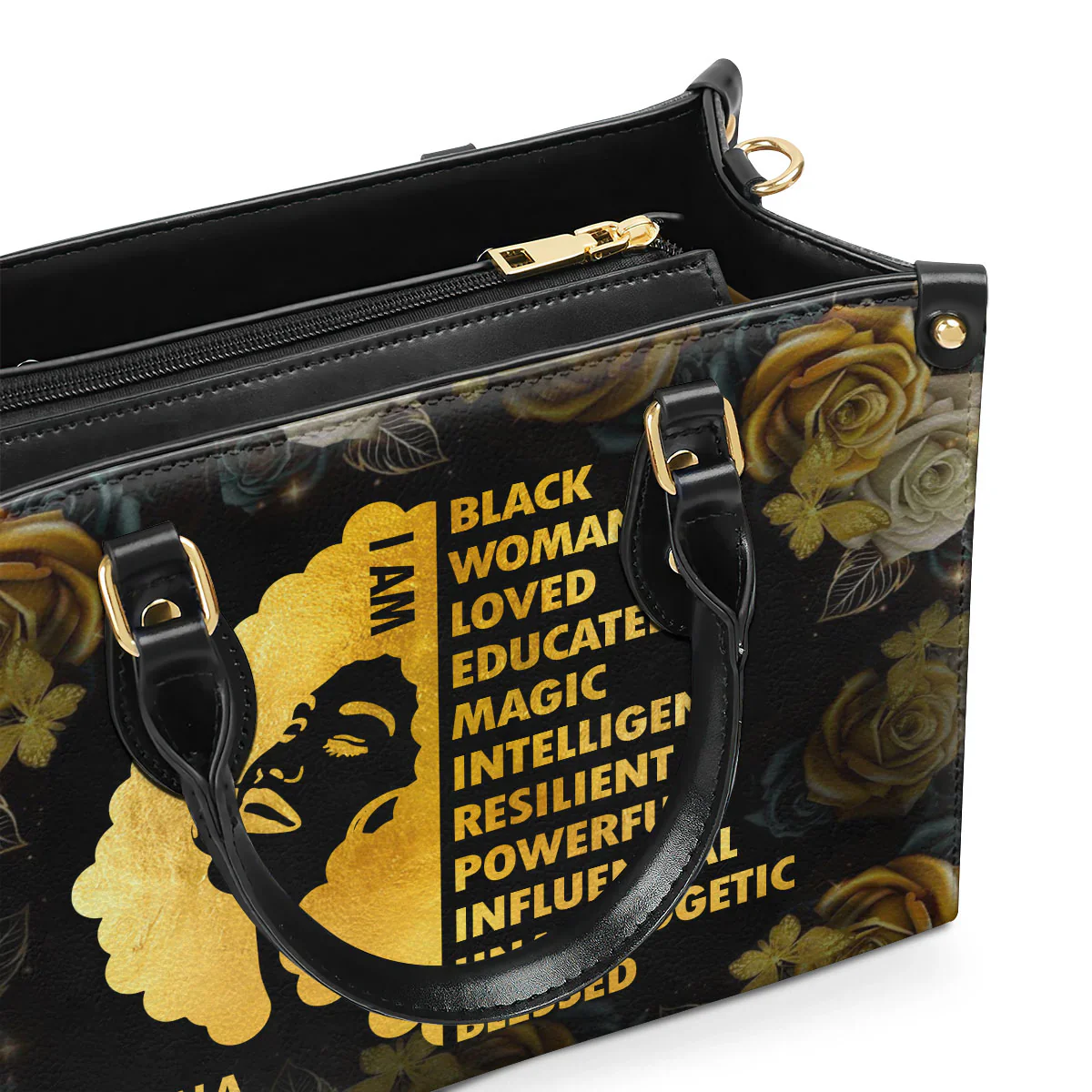 I Am A Black Queen Tote - Personalized Affirmation Leather Handbag - Gift For Black Women | HD95 - Image 4