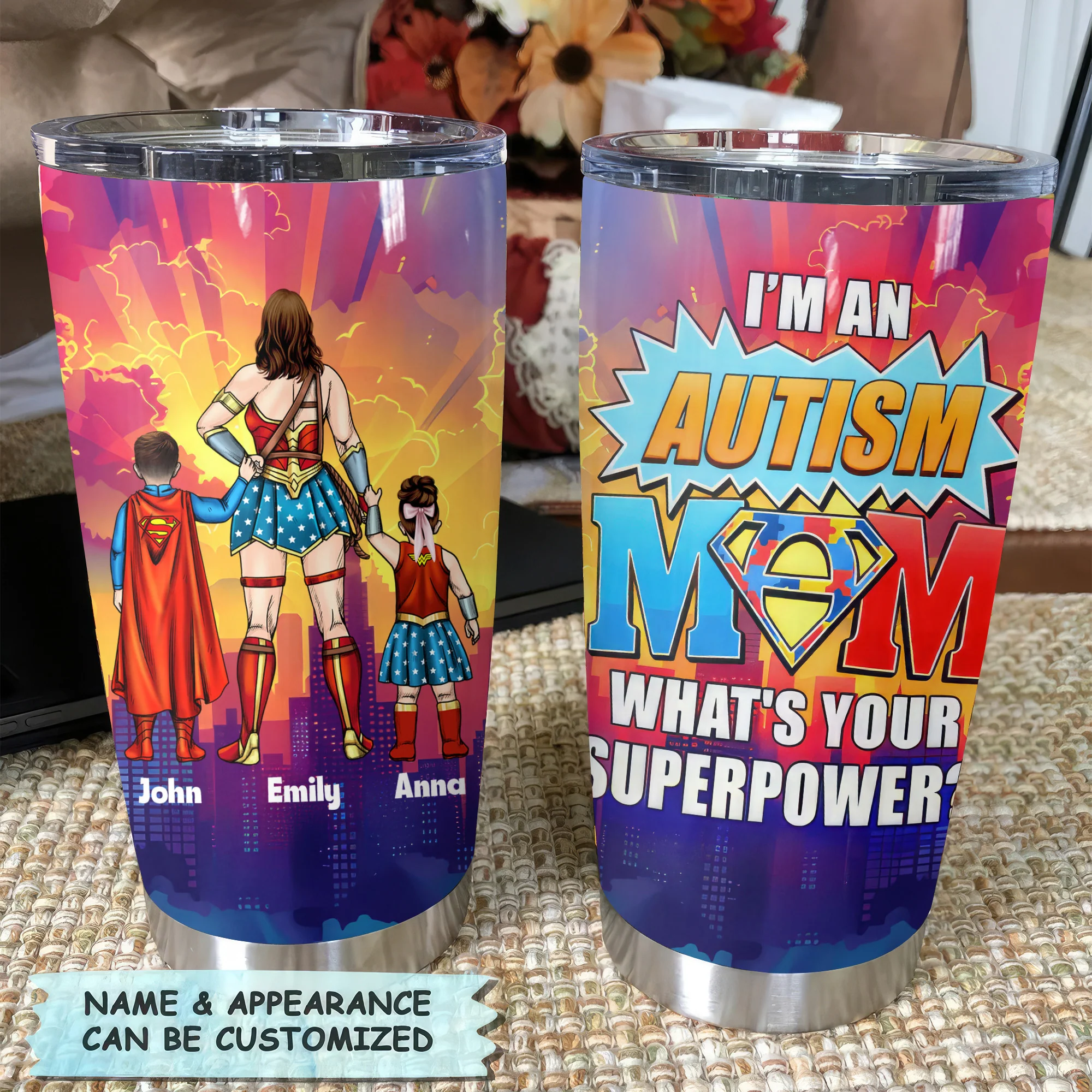 I Am A Super Mom - Personalized Tumbler - Gift for Mom, Grandma, Wife, Gifts For Autism Awareness | CL02 NH96 - Image 2