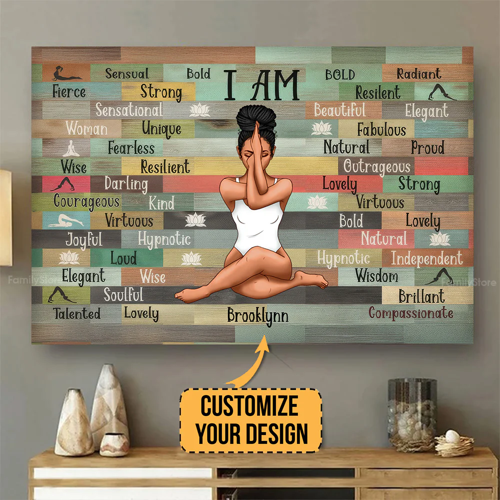 I Am Black Woman Yoga Pose - Personalized Poster Canvas - Gift for Black Woman, Black Girl, African American, Black History Month, Juneteenth - CLGOD02 NA94 - Image 2