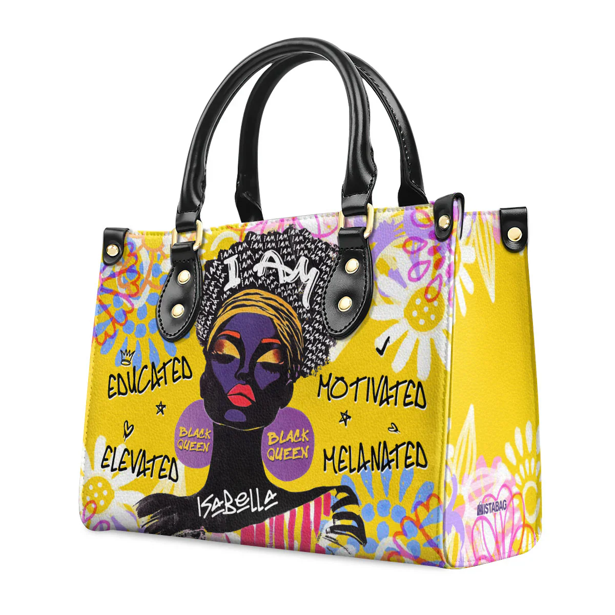 I Am Educated & Melanated Tote Bag - Empowered Queen Leather Handbag - Gift for Black Women HD95 - Image 4