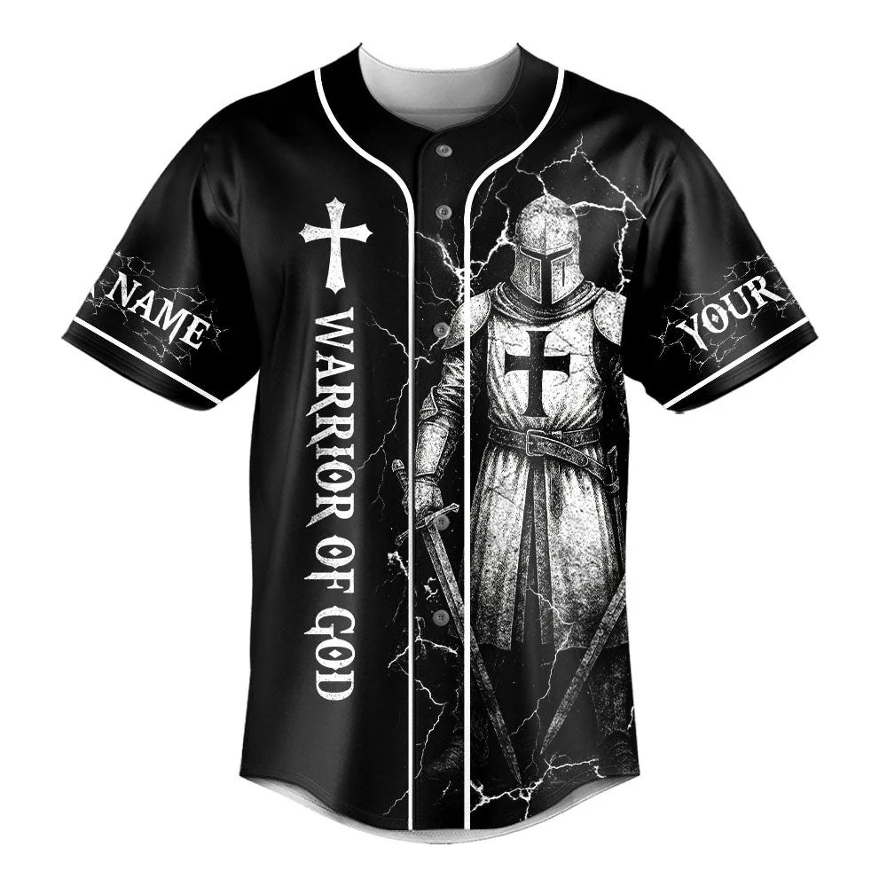 I Am His Warrior Custom Name Baseball Jersey - Christant Gift For Him - Image 2