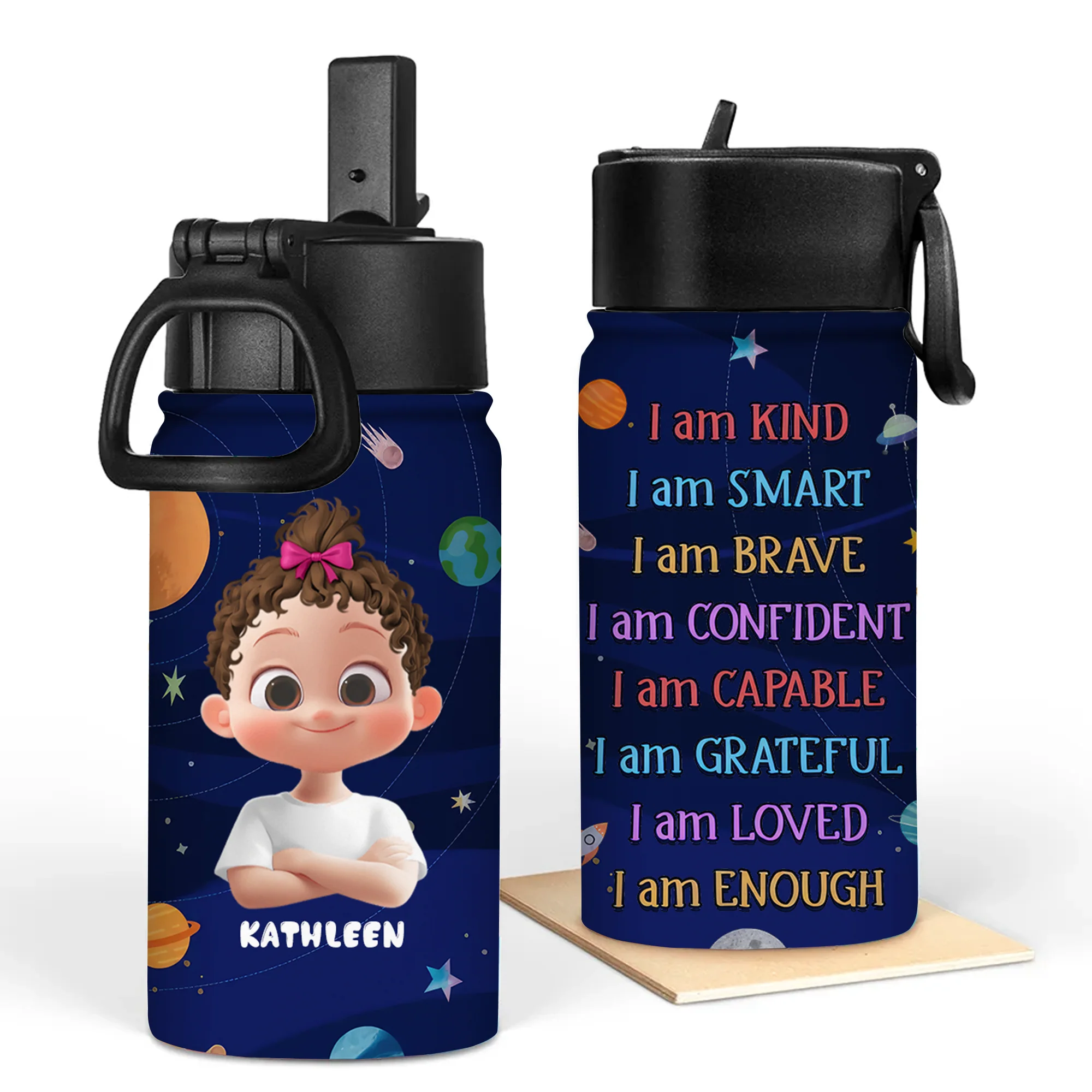 I Am Kind I Am Smart - Personalized Kid Water Bottle - Back To School Gift For Kids | GR29 TD118