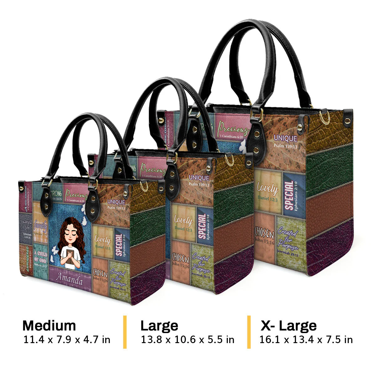 Faith & Strength Bible Verses Custom Purse - Personalized Christian Leather Handbag With Handle - AT4080811 - Image 2