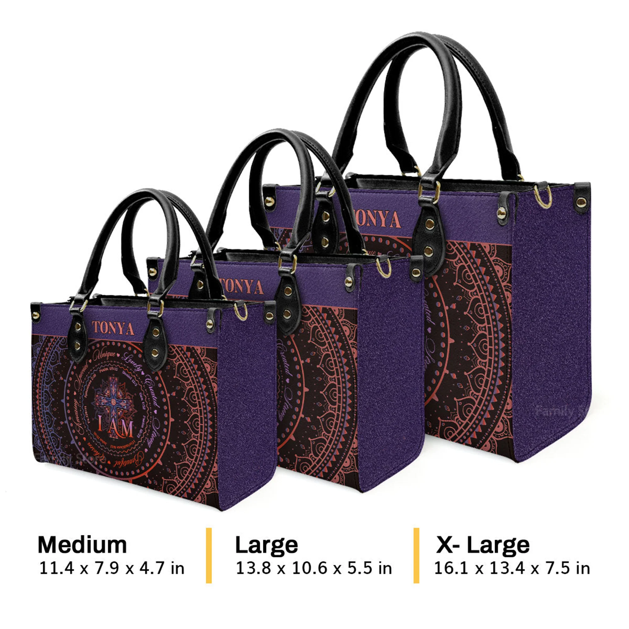I Am - Scripture Gifts For Women Of God - Personalized Leather Handbag With Handle - AT4081304 - Image 4
