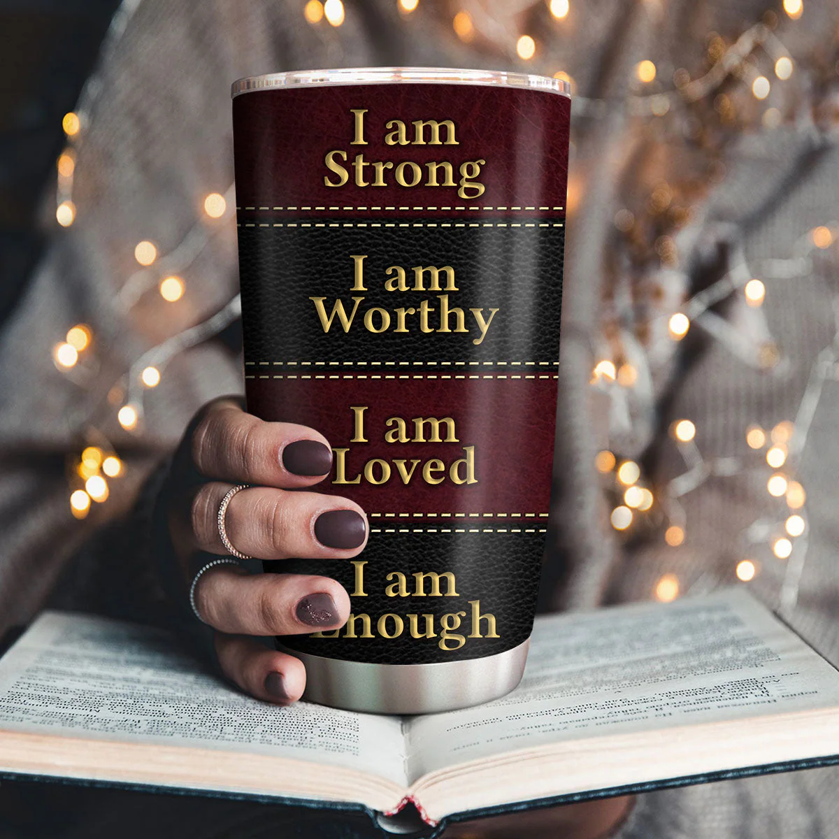 I Am Strong, I Am Worthy - Personalized Stainless Steel Tumbler - Image 3
