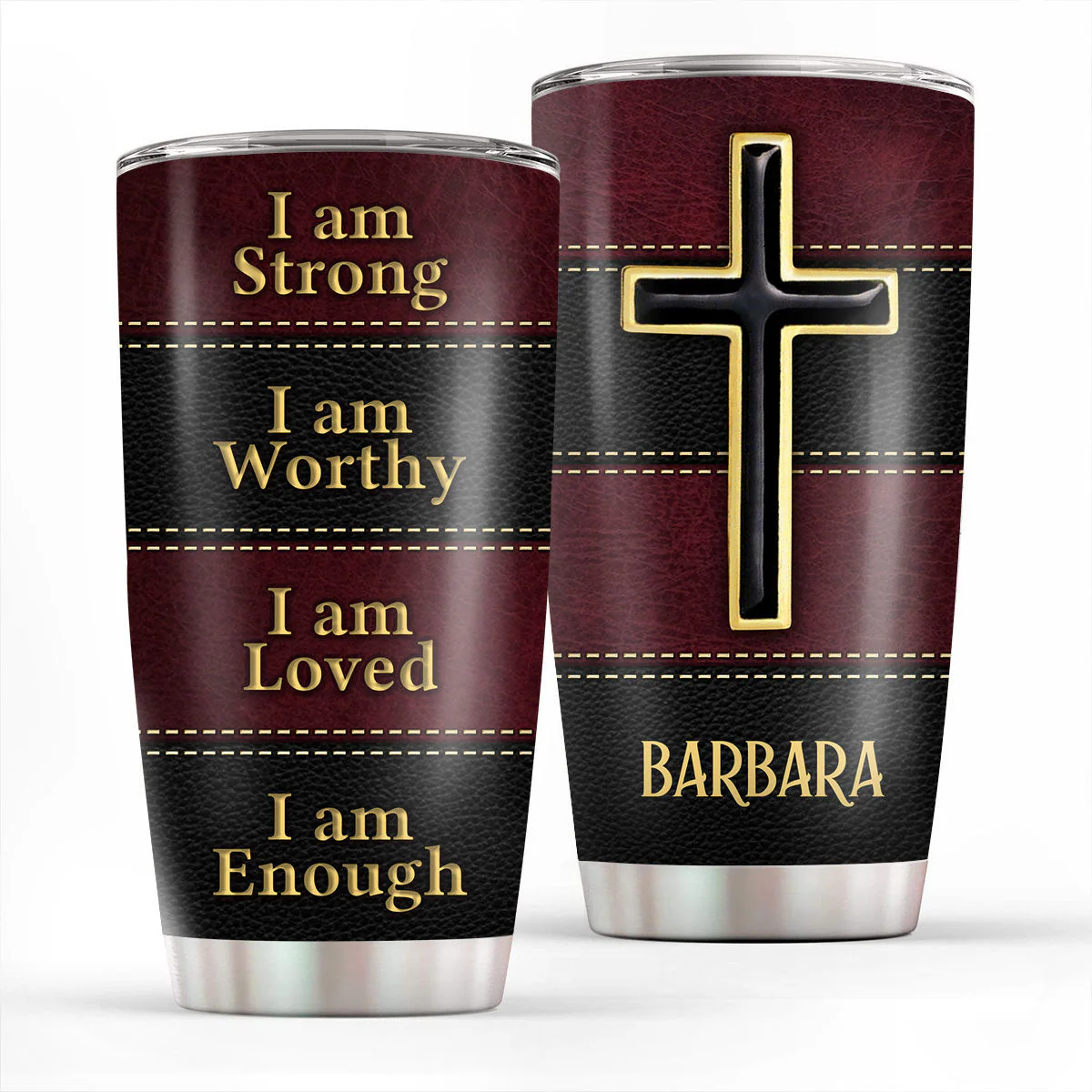 I Am Strong, I Am Worthy - Personalized Stainless Steel Tumbler - Image 4