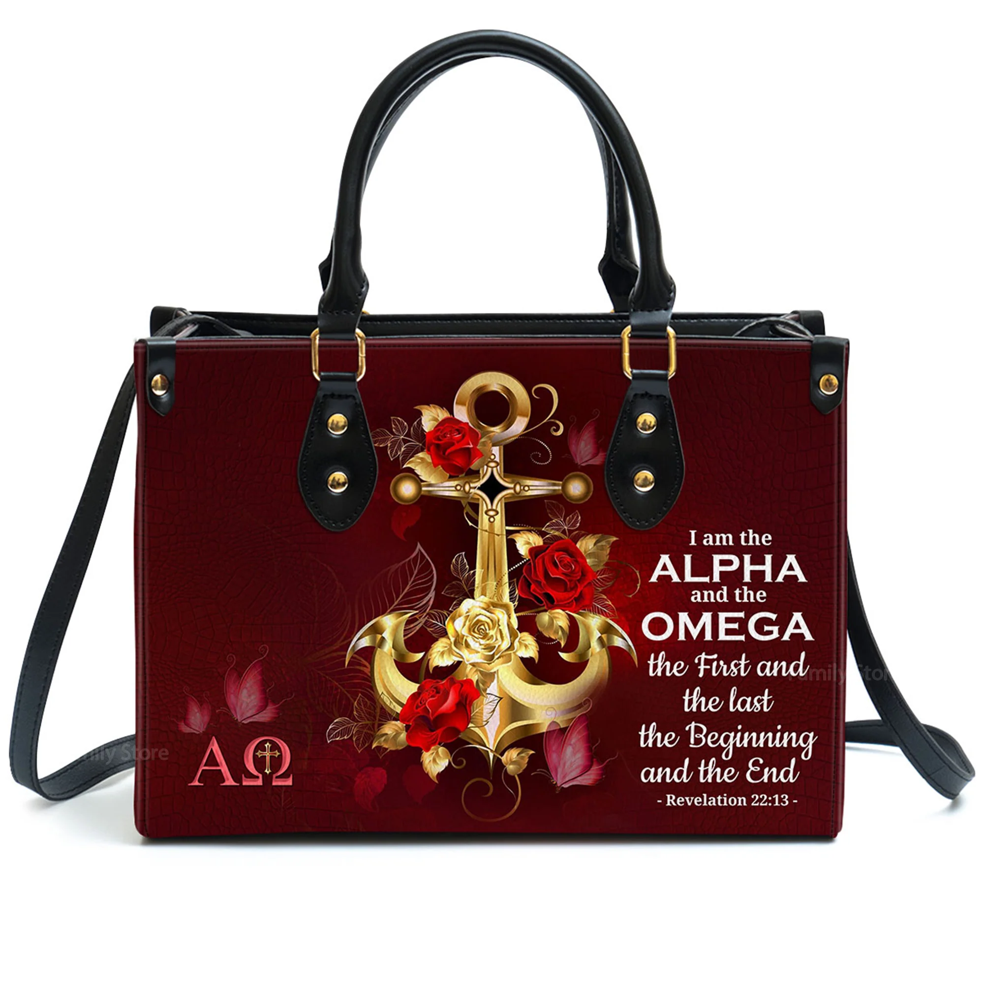 I Am The Alpha And The Omega - Unique Personalized Leather Handbag - AT4080817 - Image 2