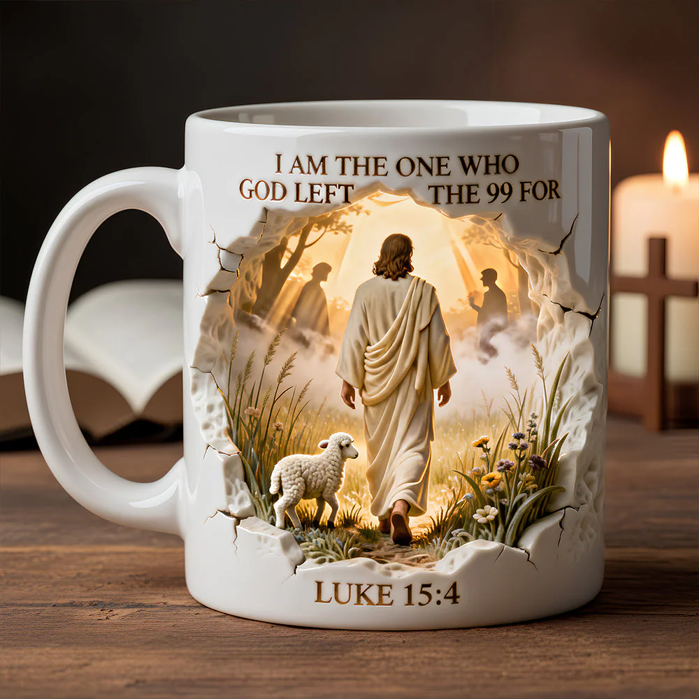 I Am The One Who God Left - Personalized White Edge-to-Edge Mug - Gift For Christians HH01 - Image 2
