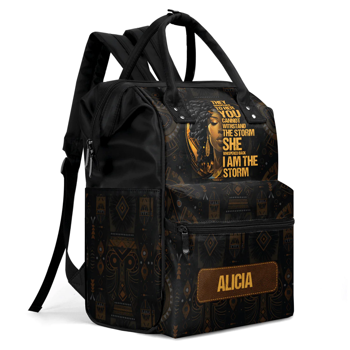 I Am the Storm Afrocentric Duckbilled Backpack – Black Queen Quote Bag – Gift for Black Women | HD95 - Image 4