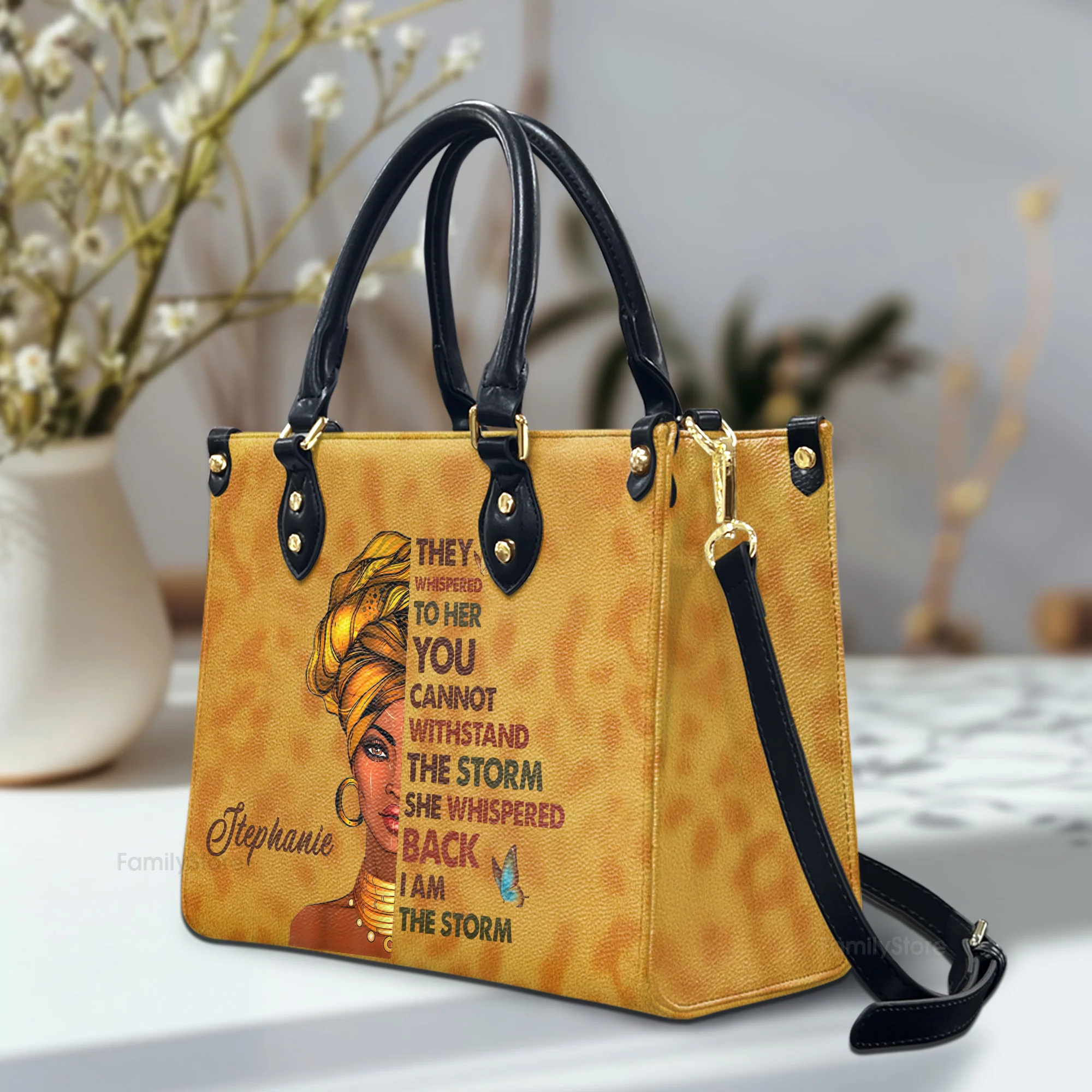 I Am The Storm - Bestie Personalized Custom Leather Handbag - Gift For Best Friends, BFF, Sisters - Image 2