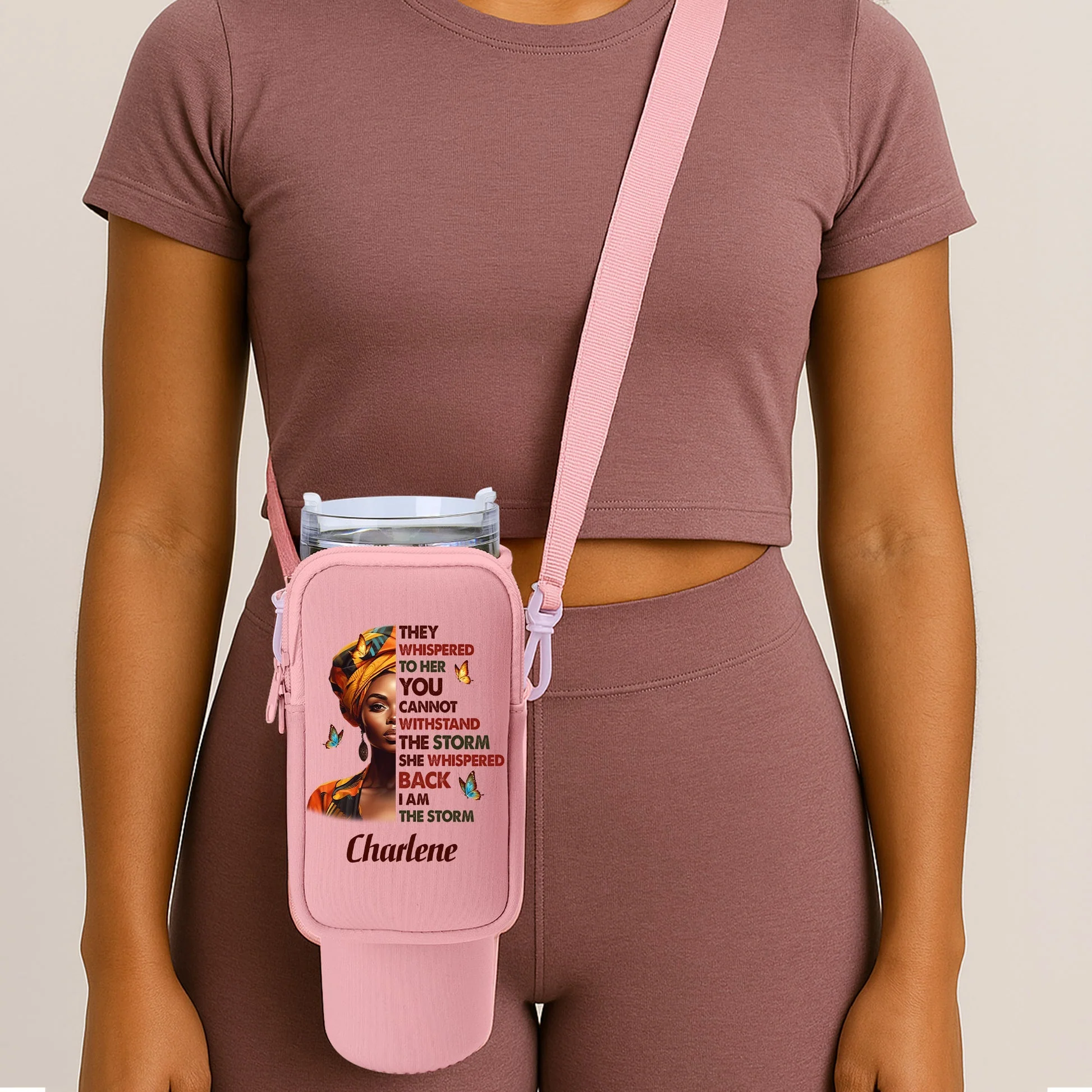 I Am The Storm - Personalized Tumbler Holder Bag - Affirmation Gift For Black Queen, Her HH01 - Image 3