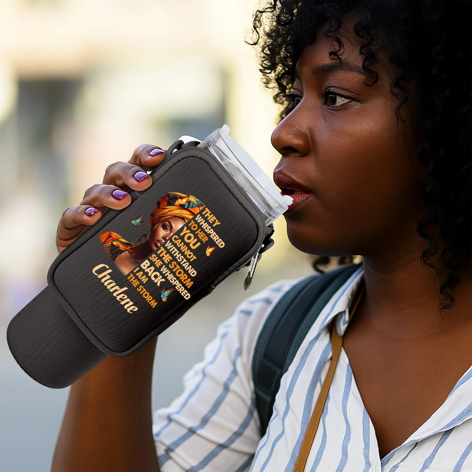 I Am The Storm - Personalized Tumbler Holder Bag - Affirmation Gift For Black Queen, Her HH01 - Image 4