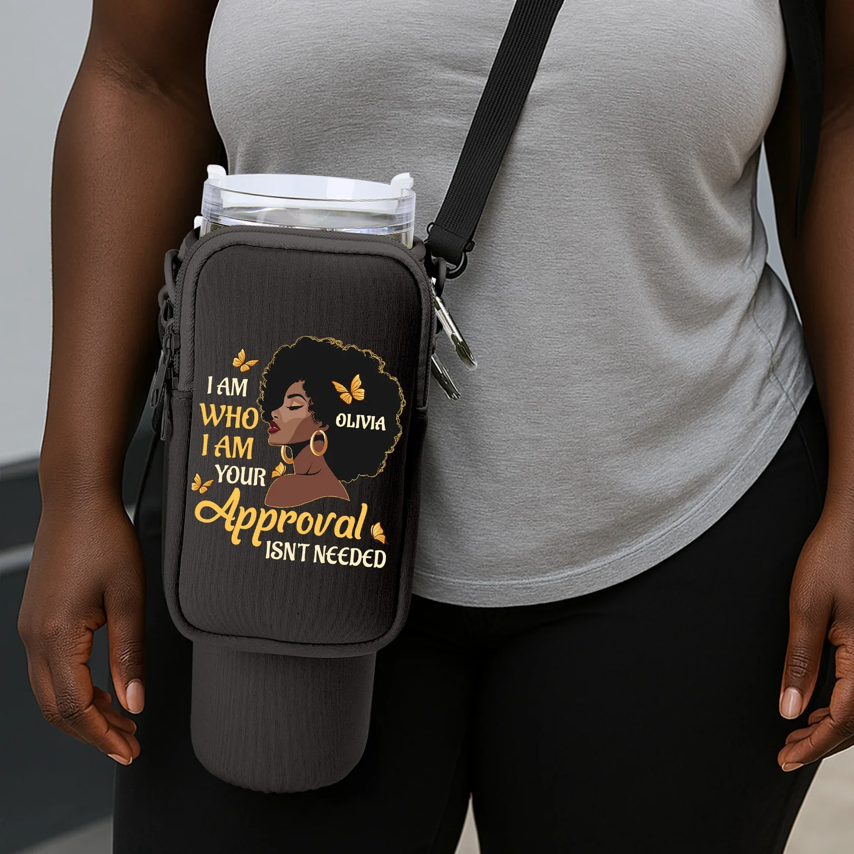 I Am Who I Am - Personalized Tumbler Holder Bag | Custom Name - Image 2
