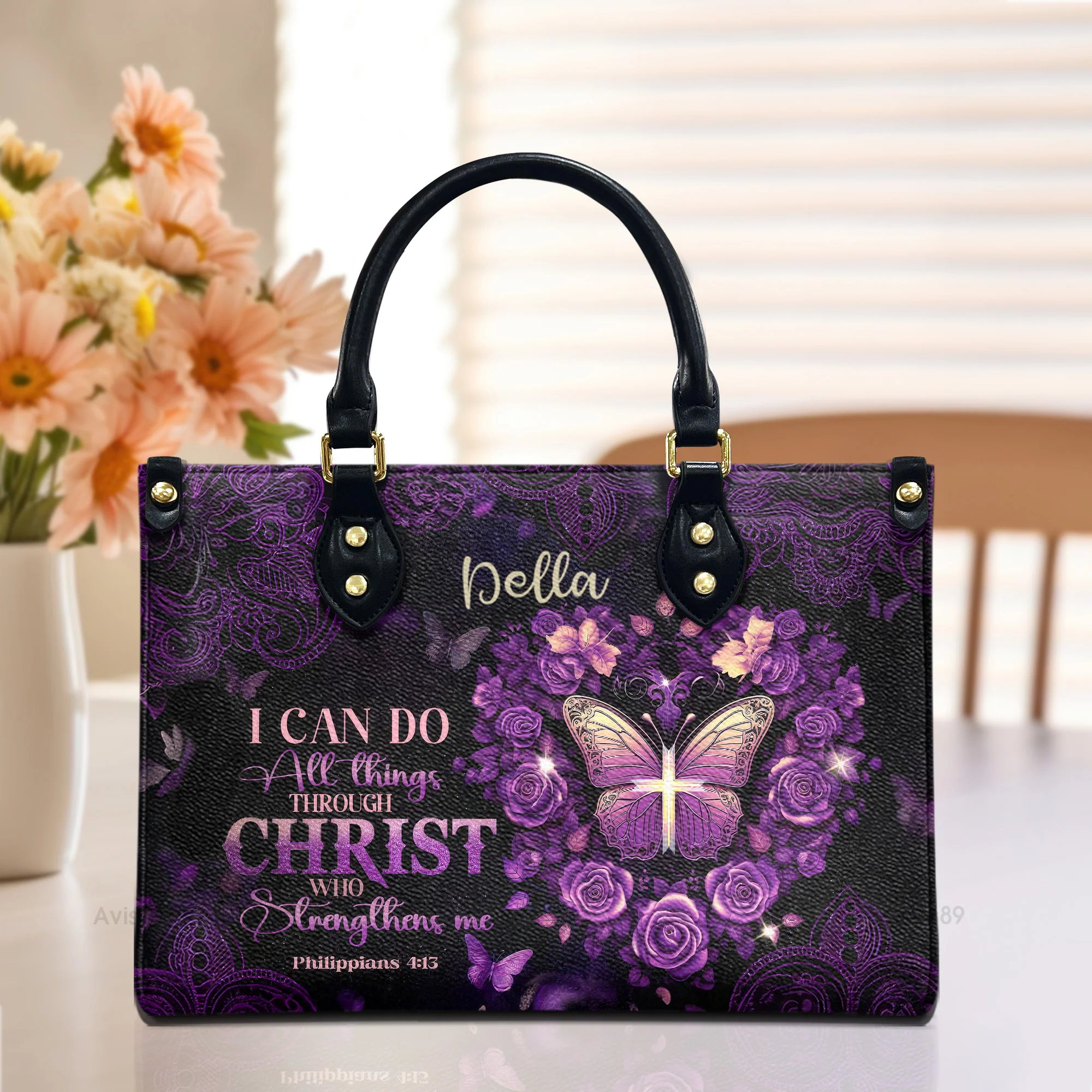 I Can Do All Things - Scripture Gifts For Women Of God - Personalized Leather Handbag With Handle - AT4081210