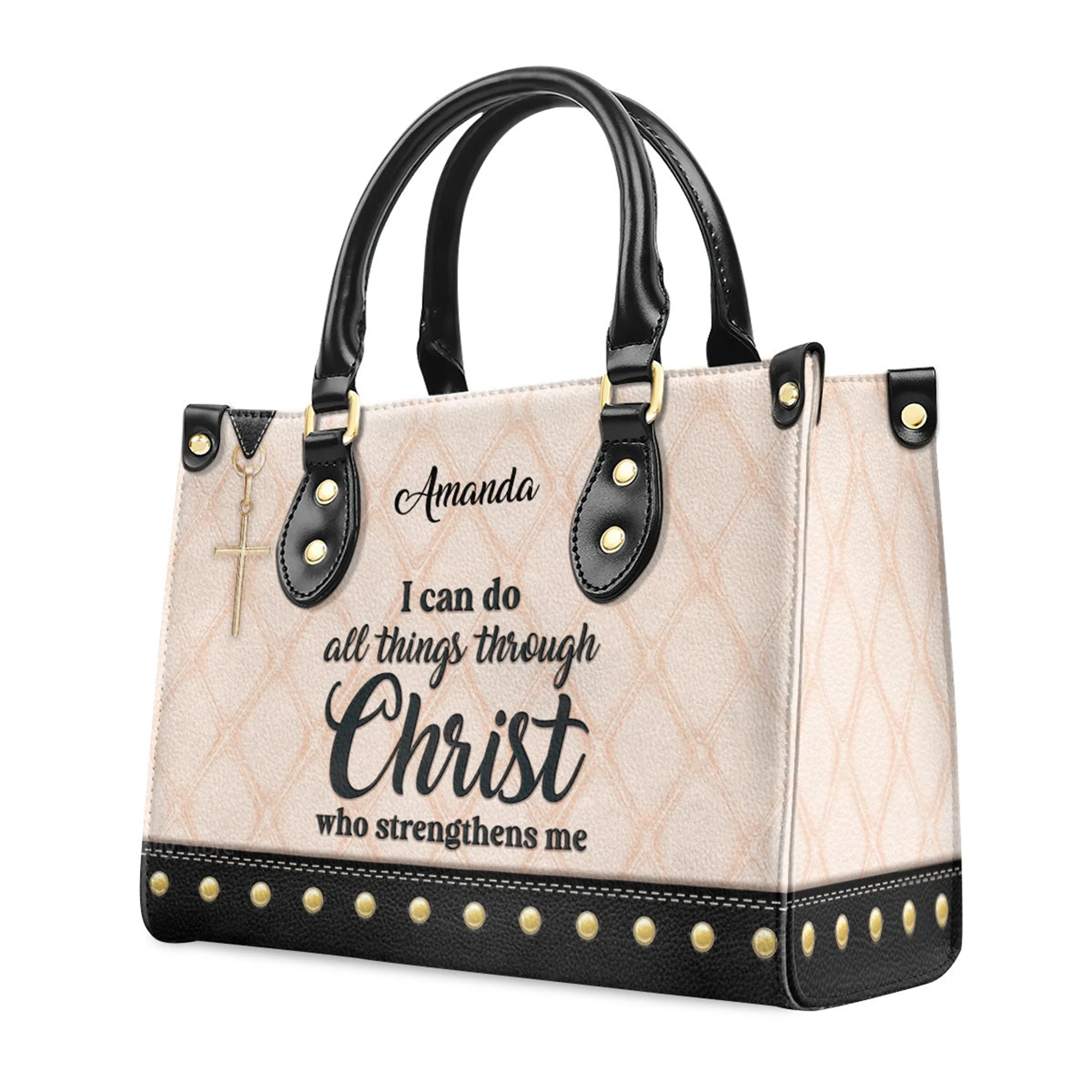 I Can Do All Things Through Christ - Beautiful Personalized Leather Handbag - AT4081342 - Image 3