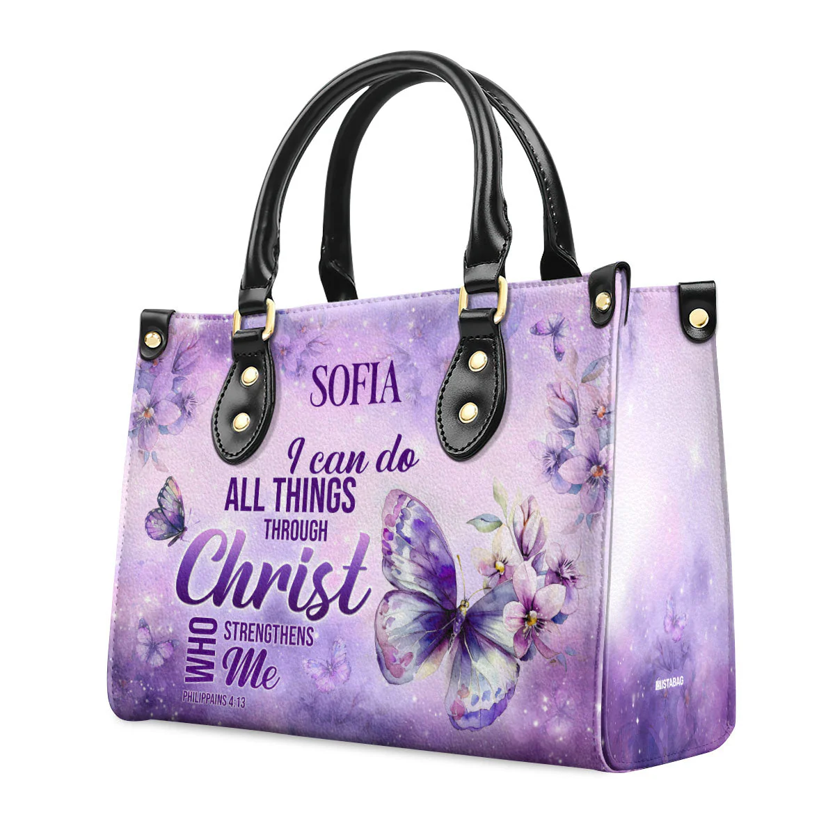 I Can Do All Things Through Christ - Custom Name Leather Handbag - Christian Gift For Women HD95 - Image 5