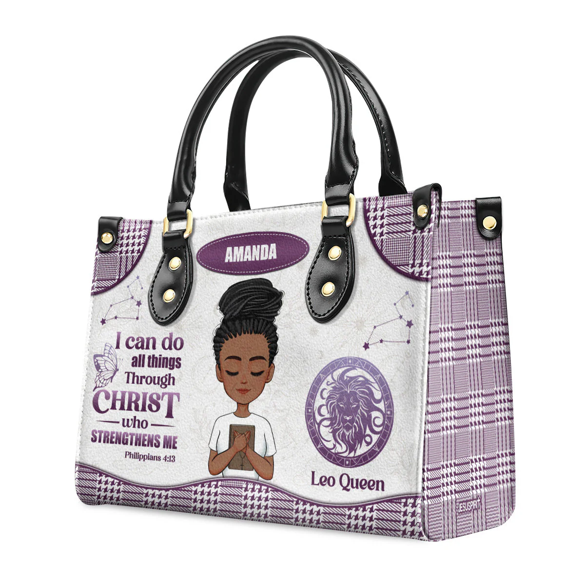 I Can Do All Things Through Christ - Personalized Leather Handbag - Christian Birthday Gift For Her | CLGOD05 HD95 - Image 2