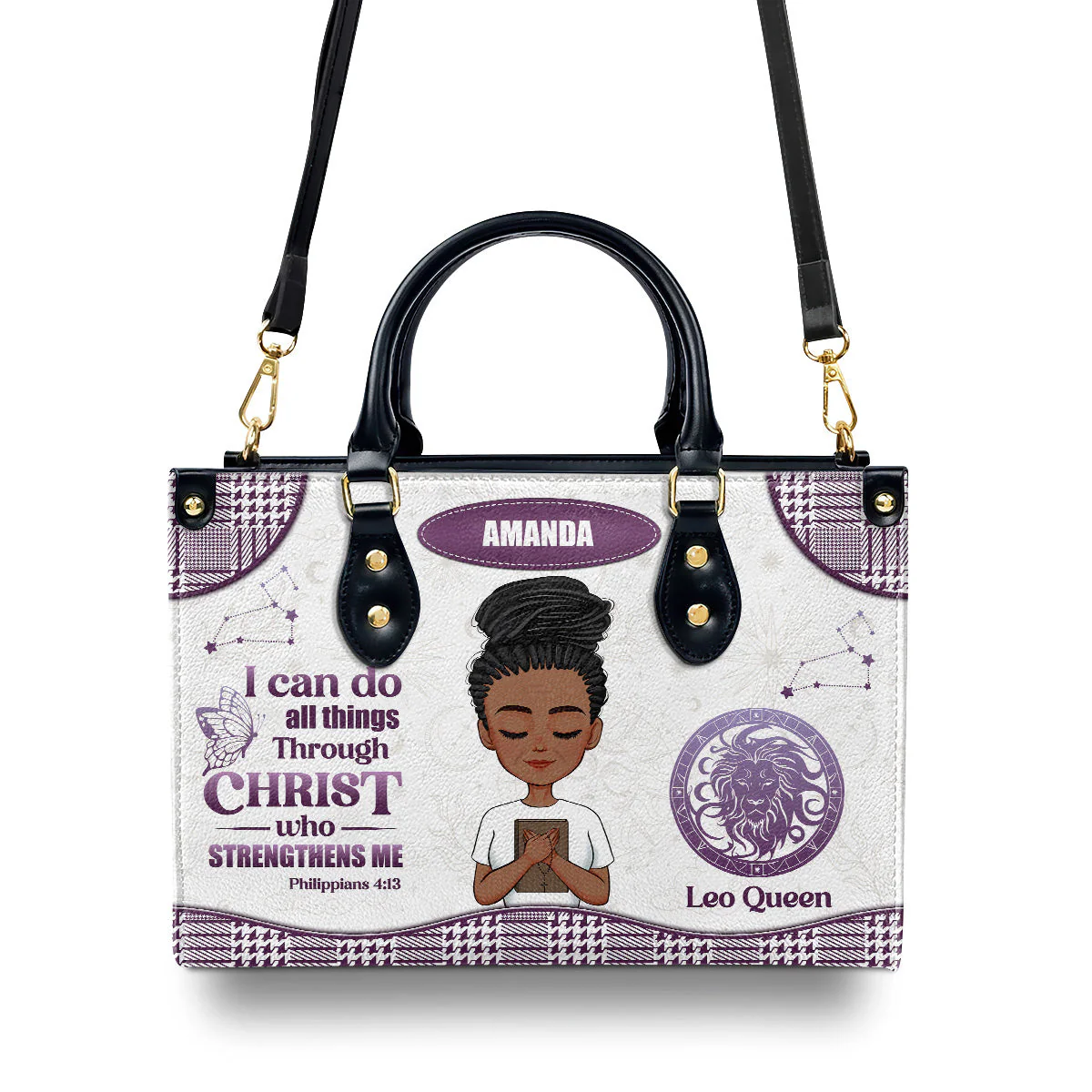 I Can Do All Things Through Christ - Personalized Leather Handbag - Christian Birthday Gift For Her | CLGOD05 HD95 - Image 3