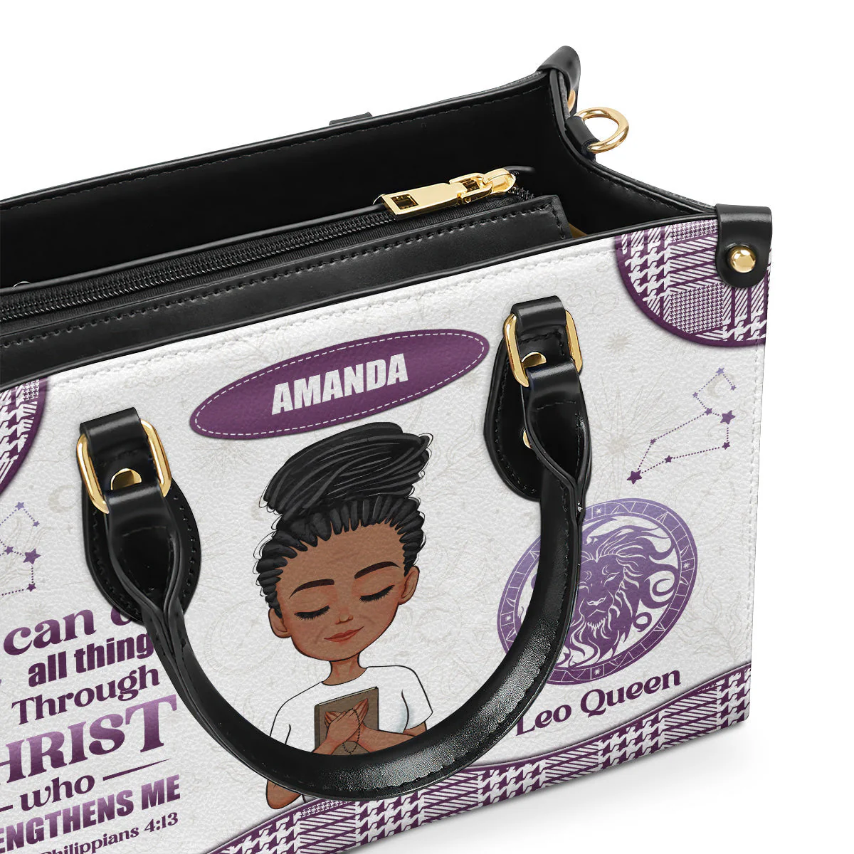 I Can Do All Things Through Christ - Personalized Leather Handbag - Christian Birthday Gift For Her | CLGOD05 HD95 - Image 5