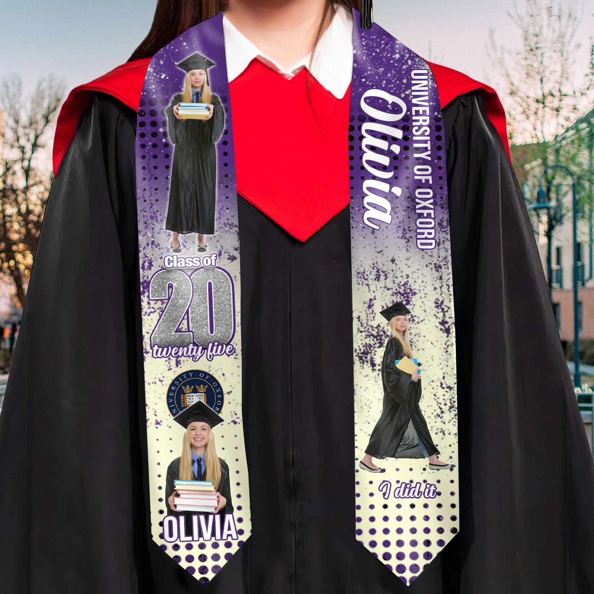 I Did It Congrats Graduation - Personalized Graduation Stoles - Graduation Gift, Senior Gift | Custom Photo NH96