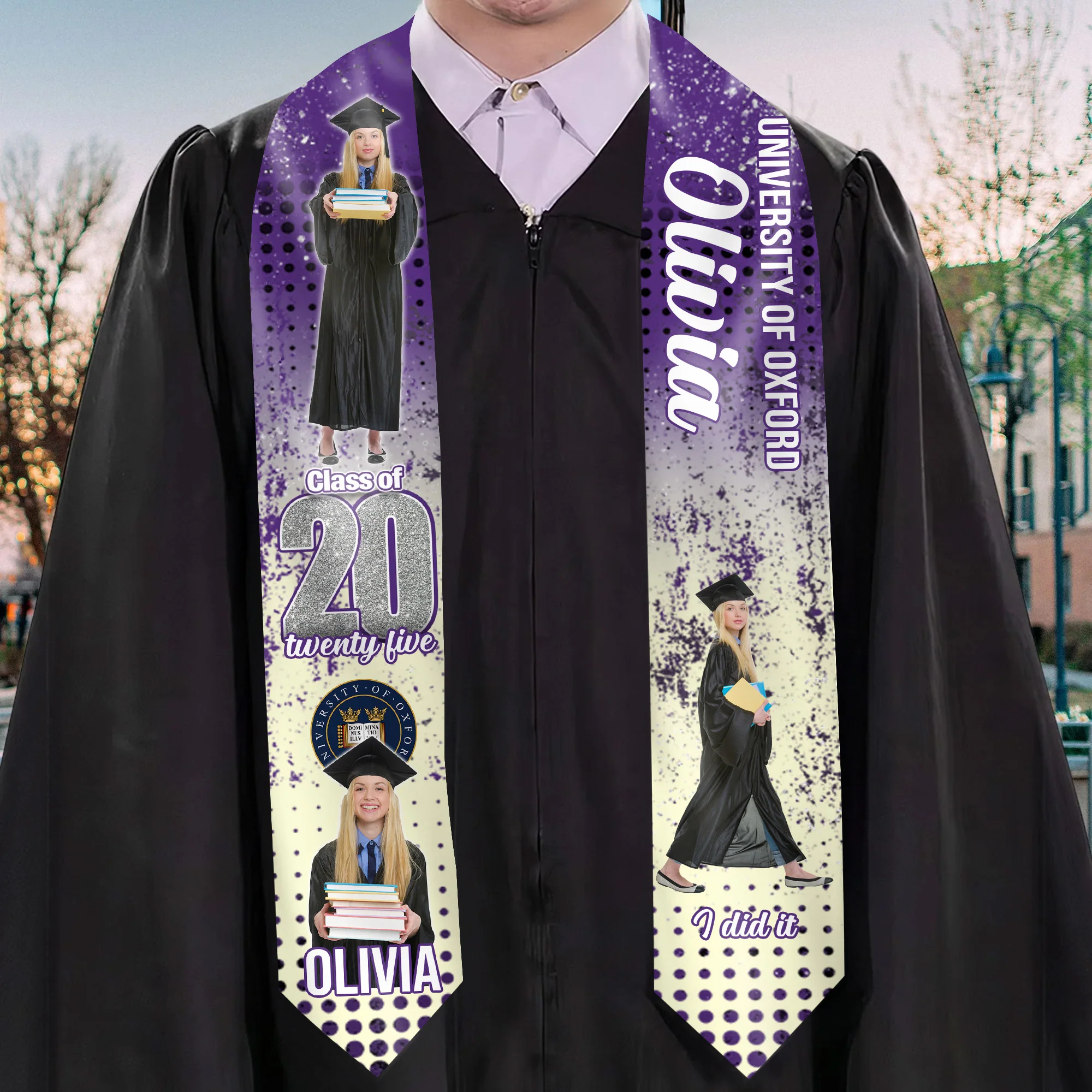 I Did It Congrats Graduation - Personalized Graduation Stoles - Graduation Gift, Senior Gift | Custom Photo NH96 - Image 2