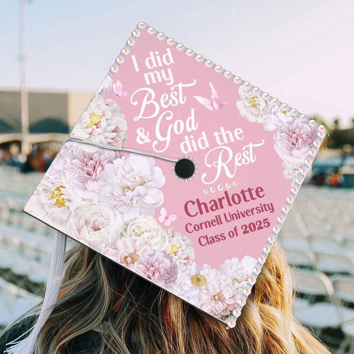 I Did My Best And God Did The Rest - Personalized Graduation Cap Topper | NA94 - Image 2
