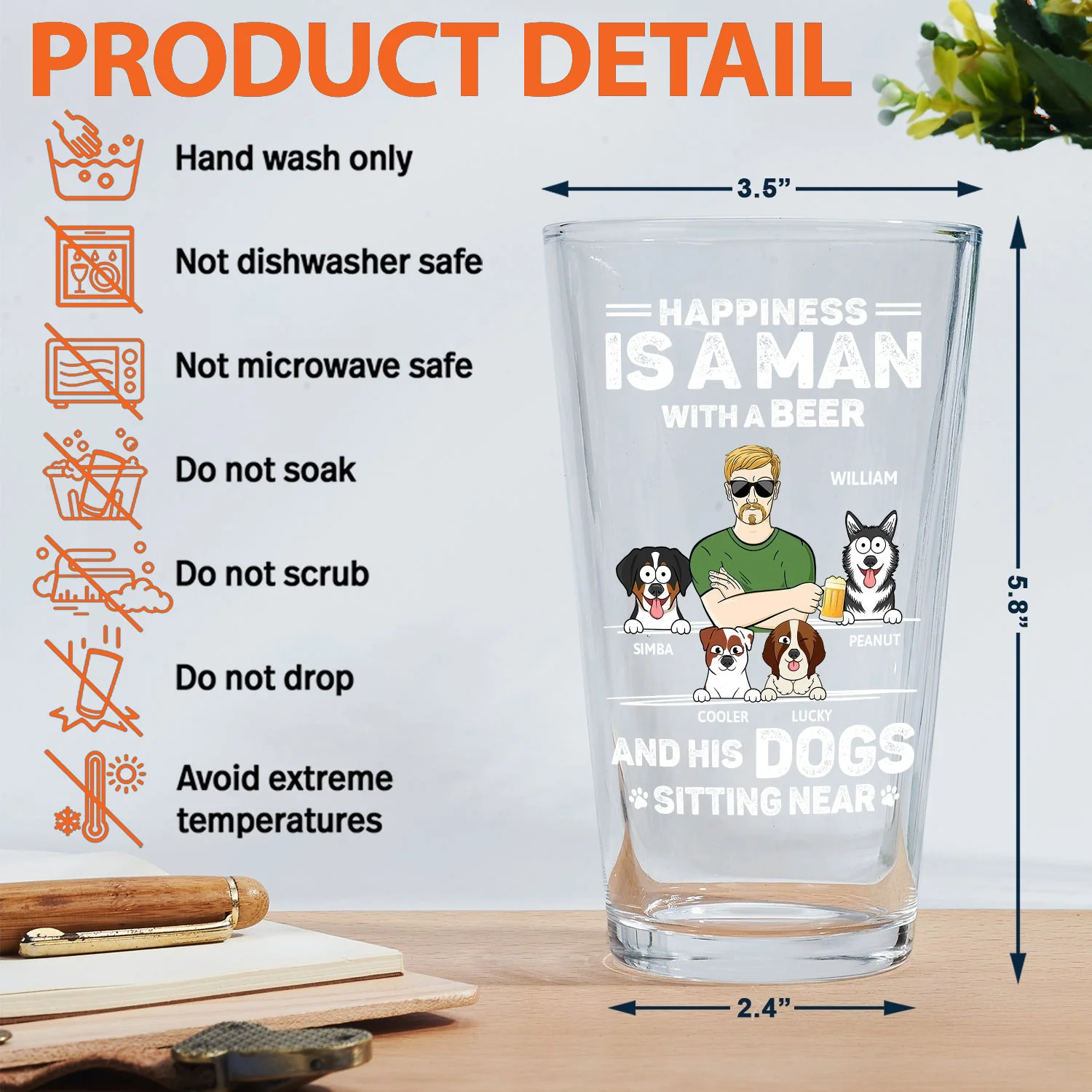 I Don't Get Drunk I Get Awesome - Gift For Dad - Personalized Beer Glass - Image 4