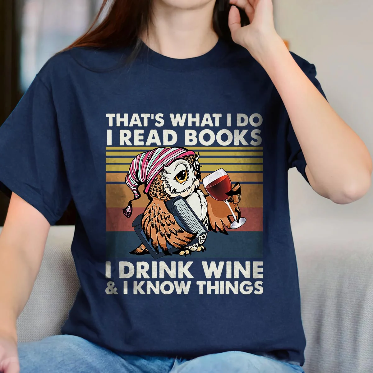 I Drink Wine And I Know Things Book Lovers Gift T-Shirt - Image 3