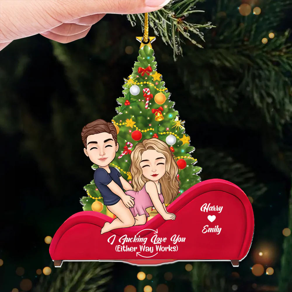 I F*cking Love You Funny Couple - Personalized Acrylic Ornament - Gift For Couples | GR10 NL122 - Image 2