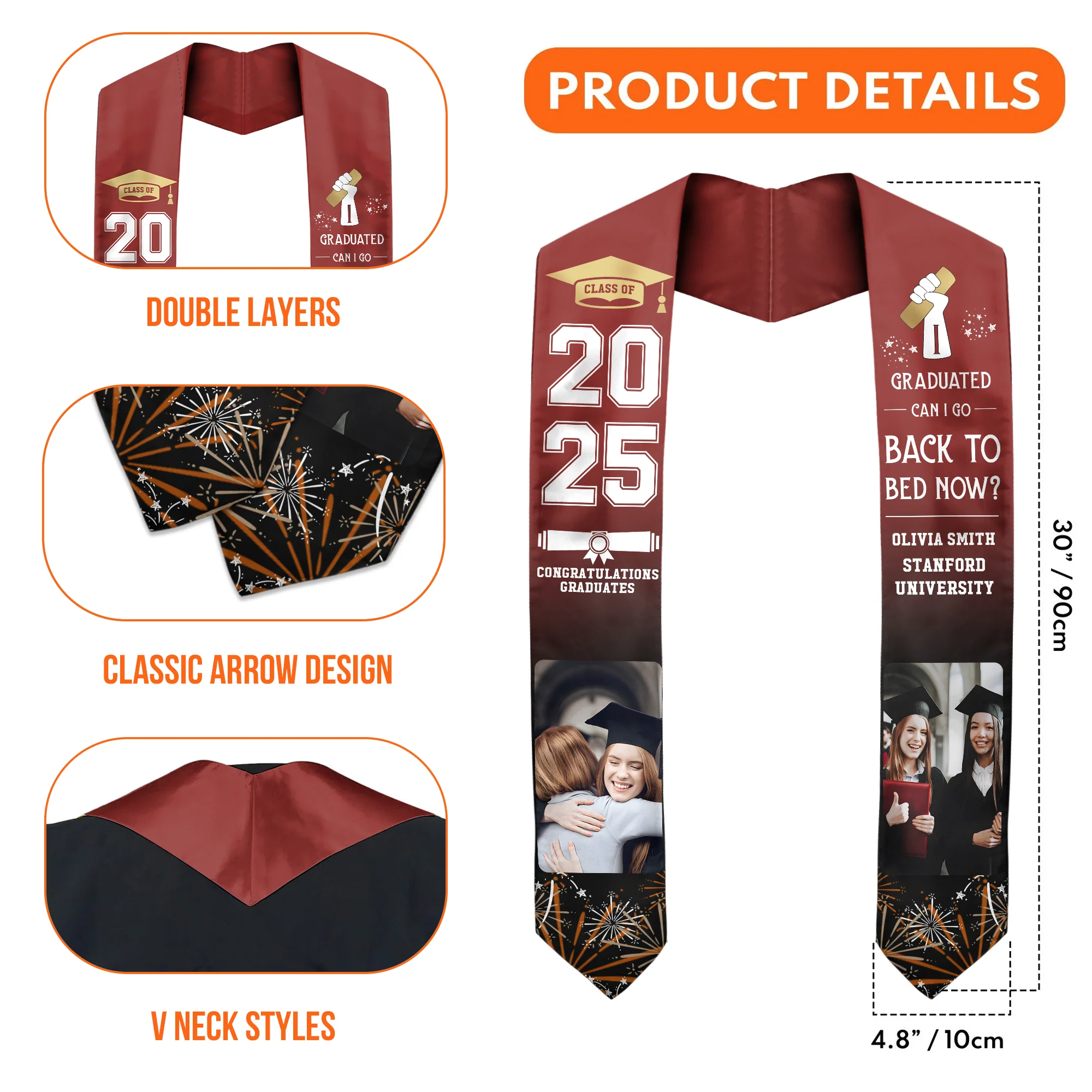 I Graduated Can I Go Back To Bed Now - Personalized Graduation Stoles - Graduation Gift, Senior Gift | Custom Photo NH96 - Image 5