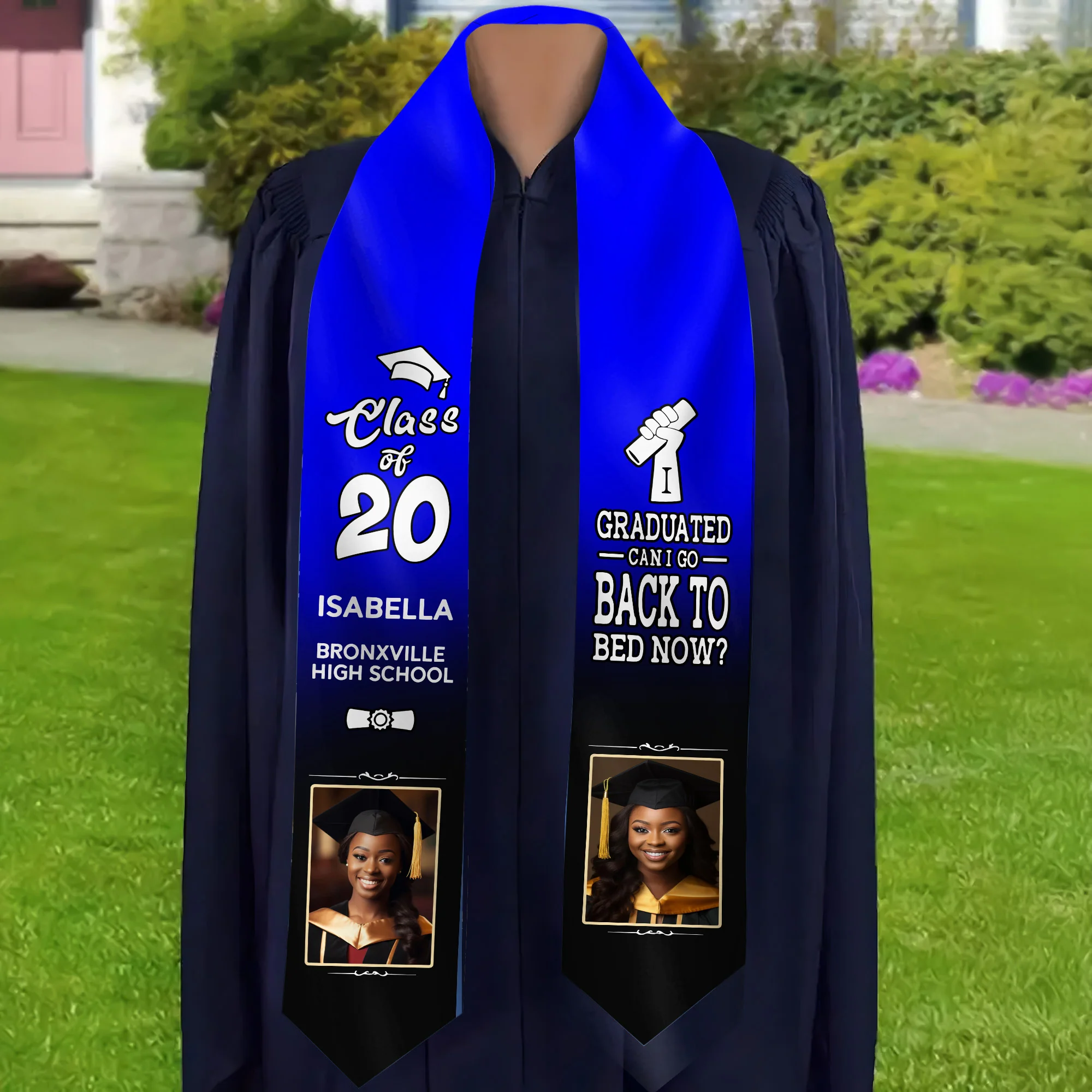 I Graduated Can I Go Back To Bed Now - Personalized Graduation Stoles - Graduation Gift, Senior Gift | Custom Photo NH96 - Image 3