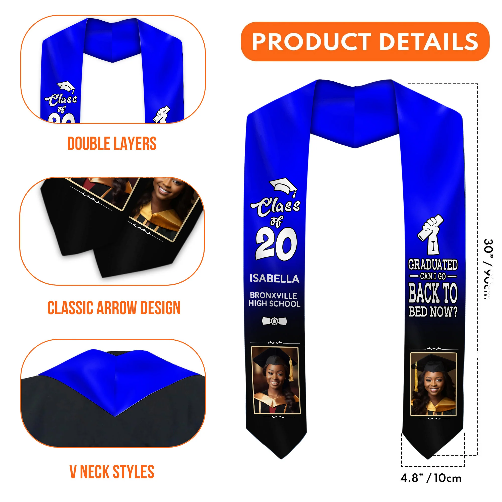 I Graduated Can I Go Back To Bed Now - Personalized Graduation Stoles - Graduation Gift, Senior Gift | Custom Photo NH96 - Image 5