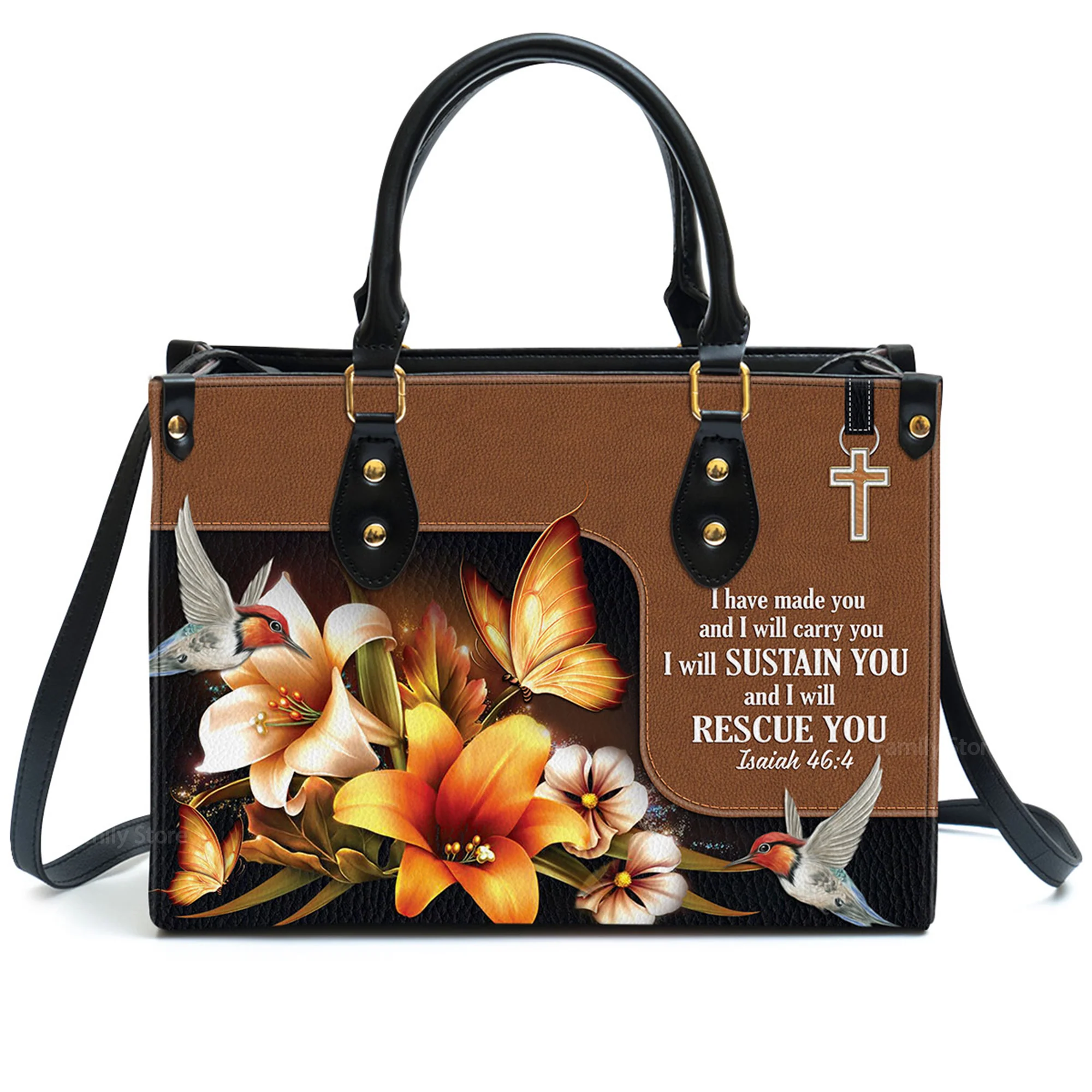 I Have Made You And I Will Carry You - Thoughtful Gift For Christians - Personalized Leather Handbag With Handle - AT4080719 - Image 2