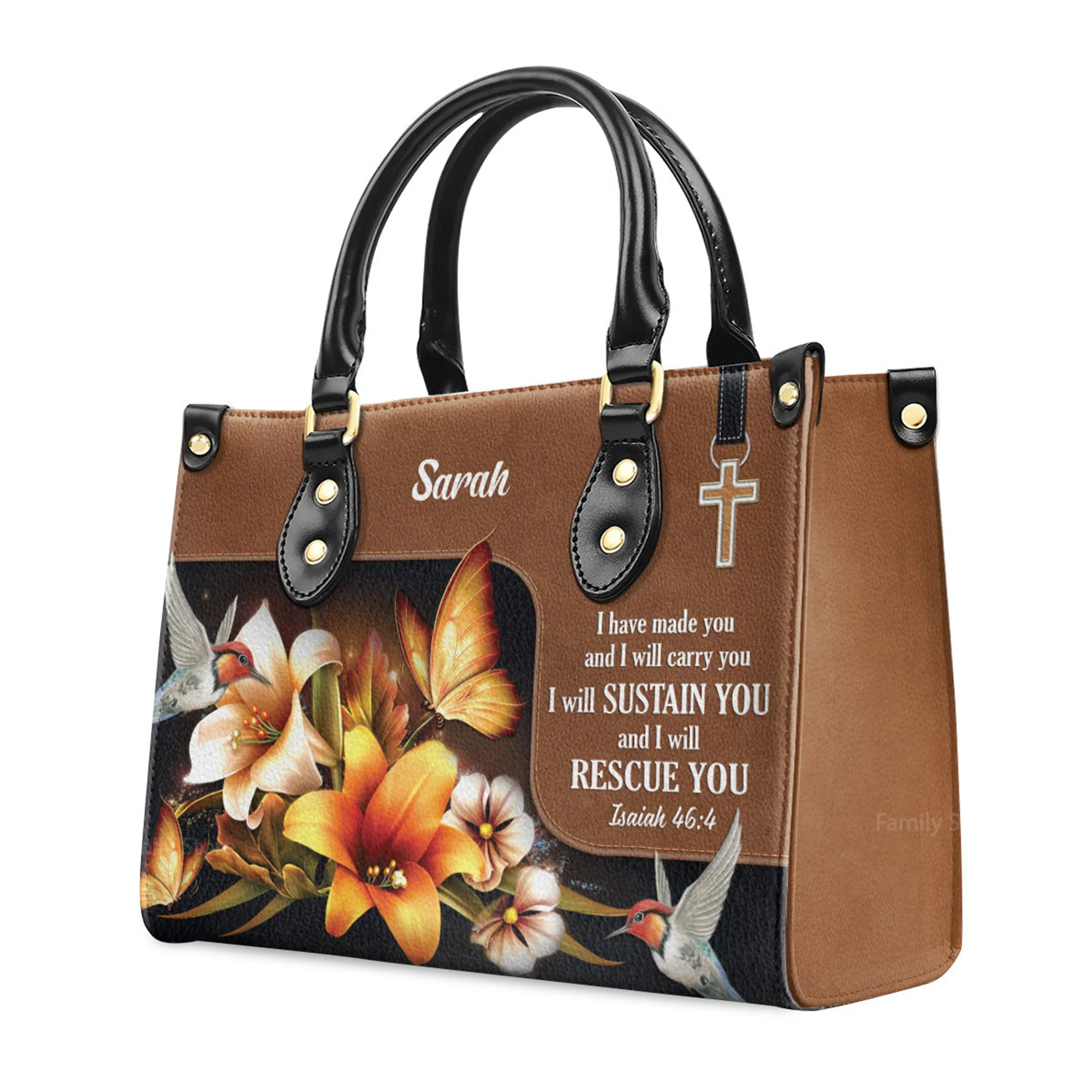 I Have Made You And I Will Carry You - Thoughtful Gift For Christians - Personalized Leather Handbag With Handle - AT4080719 - Image 3