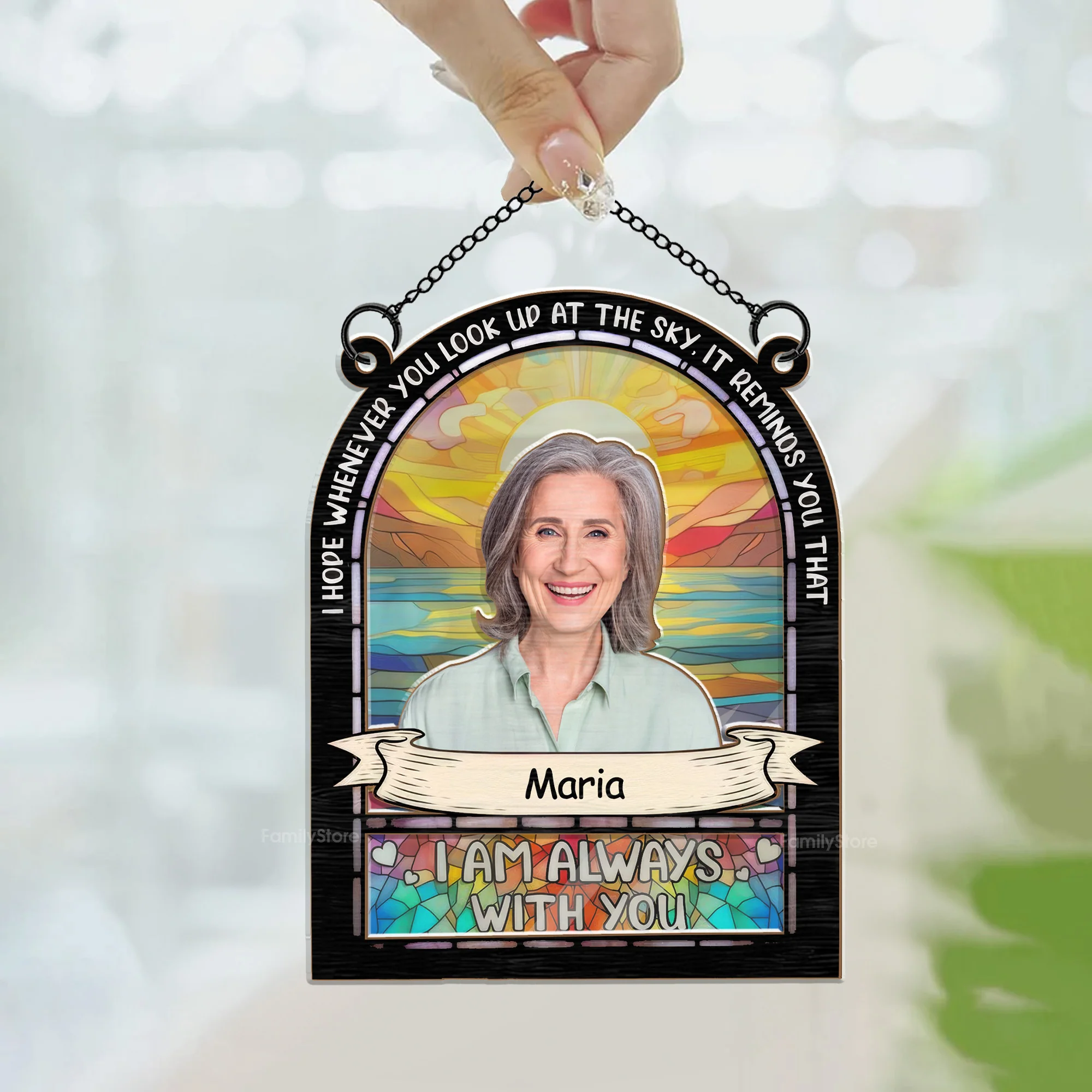 I Hope Whenever I Look Up At The Sky You See Me - Memorial Gift - Personalized Window Hanging Window Hanging Suncatcher Ornament NA94 - Image 3