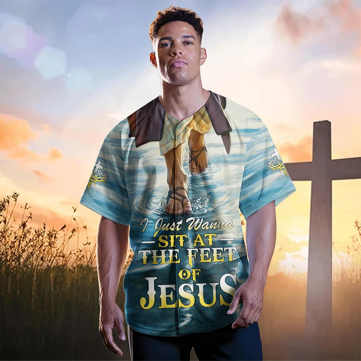 I Just Wanna Sit At The Feet Of Jesus Baseball Jersey Bundle - Image 10