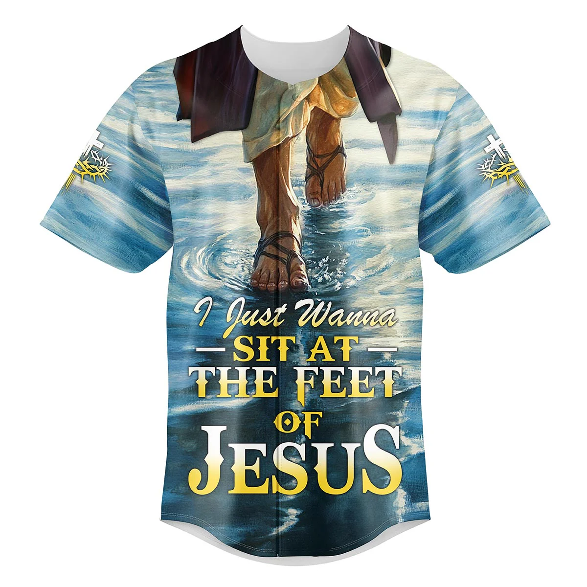 I Just Wanna Sit At The Feet Of Jesus Custom Name Baseball Jersey - Christant Gift For Him - Image 2