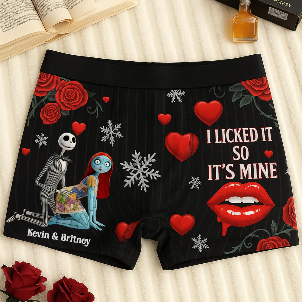 I Licked It So It's Mine (Ver 2) - Personalized Men's Boxers - Christmas Gift For Spooky Couple, Him HH01