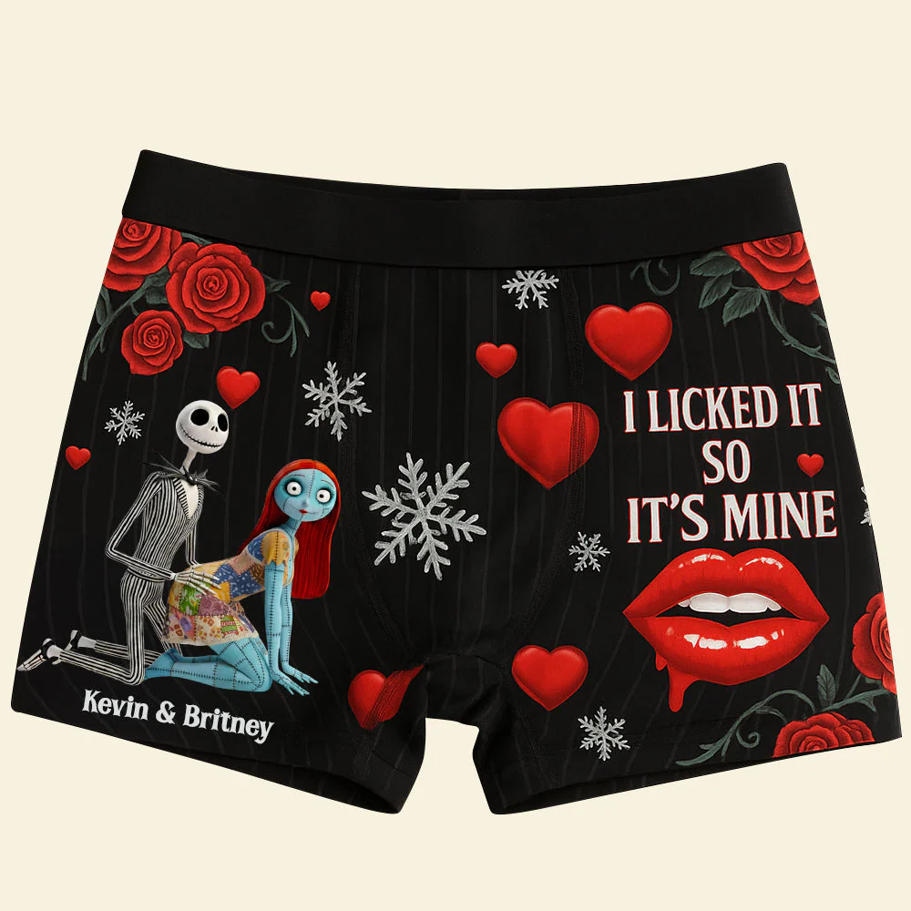 I Licked It So It's Mine (Ver 2) - Personalized Men's Boxers - Christmas Gift For Spooky Couple, Him HH01 - Image 2