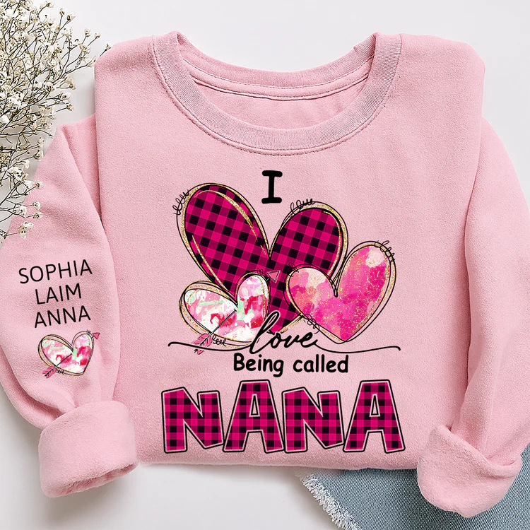 I Love Being Called Mimi Pink Tone - Personalized Sweatshirt With Design On Sleeve - Gift For Mom, Grandma | HN02 - Image 3
