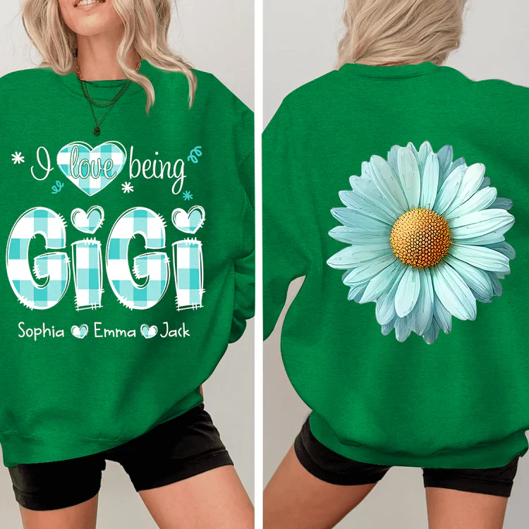 I love being Gigi Flower Daisy - Personalized Sweatshirt With Design On Sleeve - Gift For Grandma, Mom, Wife - NH96 - Image 6