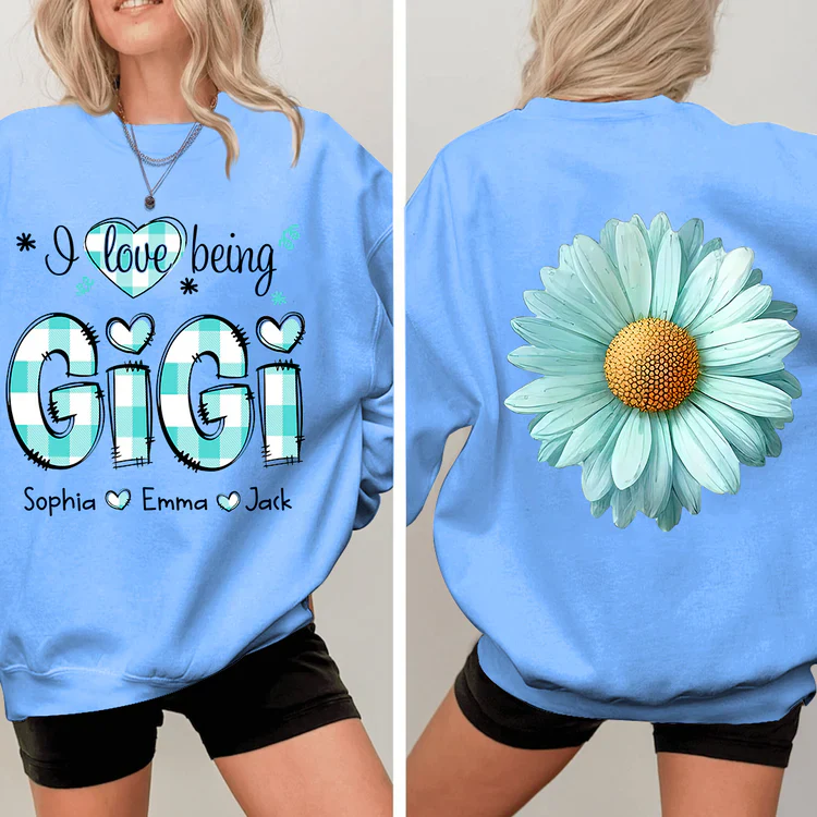 I love being Gigi Flower Daisy - Personalized Sweatshirt With Design On Sleeve - Gift For Grandma, Mom, Wife - NH96 - Image 7